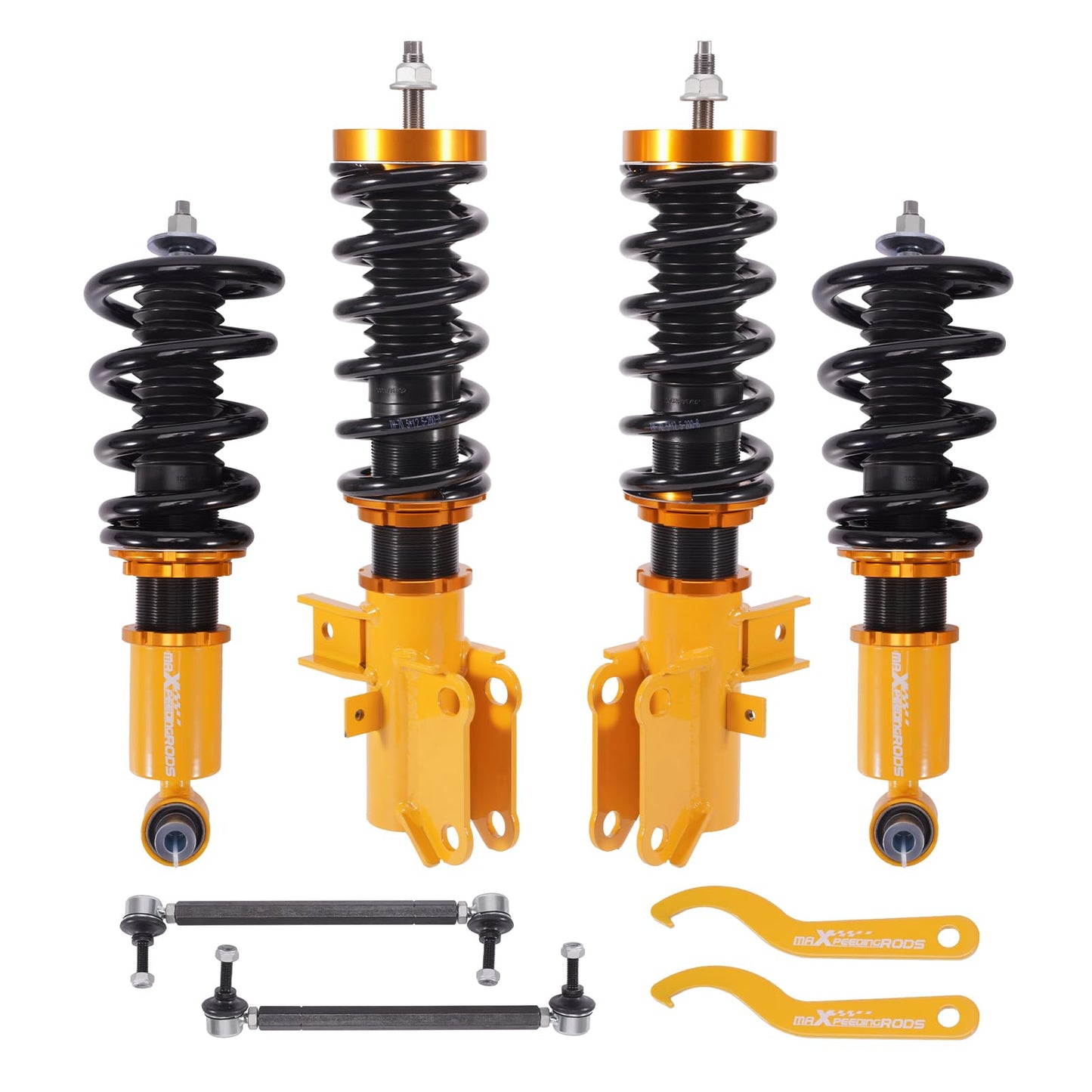 maXpeedingrods Coilovers for Chevrolet Camaro 2010-2015, Height Adjustable Coilovers Suspension Kit, Preset Damping Lowering Kit Gold