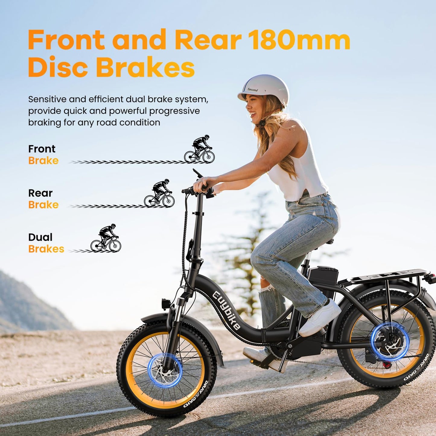 Folding Electric Bike for Adults with Peak 1000W Motor, 48V 20AH Battery up to 30MPH 80 Miles, 20" Fat Tire All Terrain Ebike, Front Suspension 7-Speed Commuter E Bike Black, Step-Thru, UL Certified