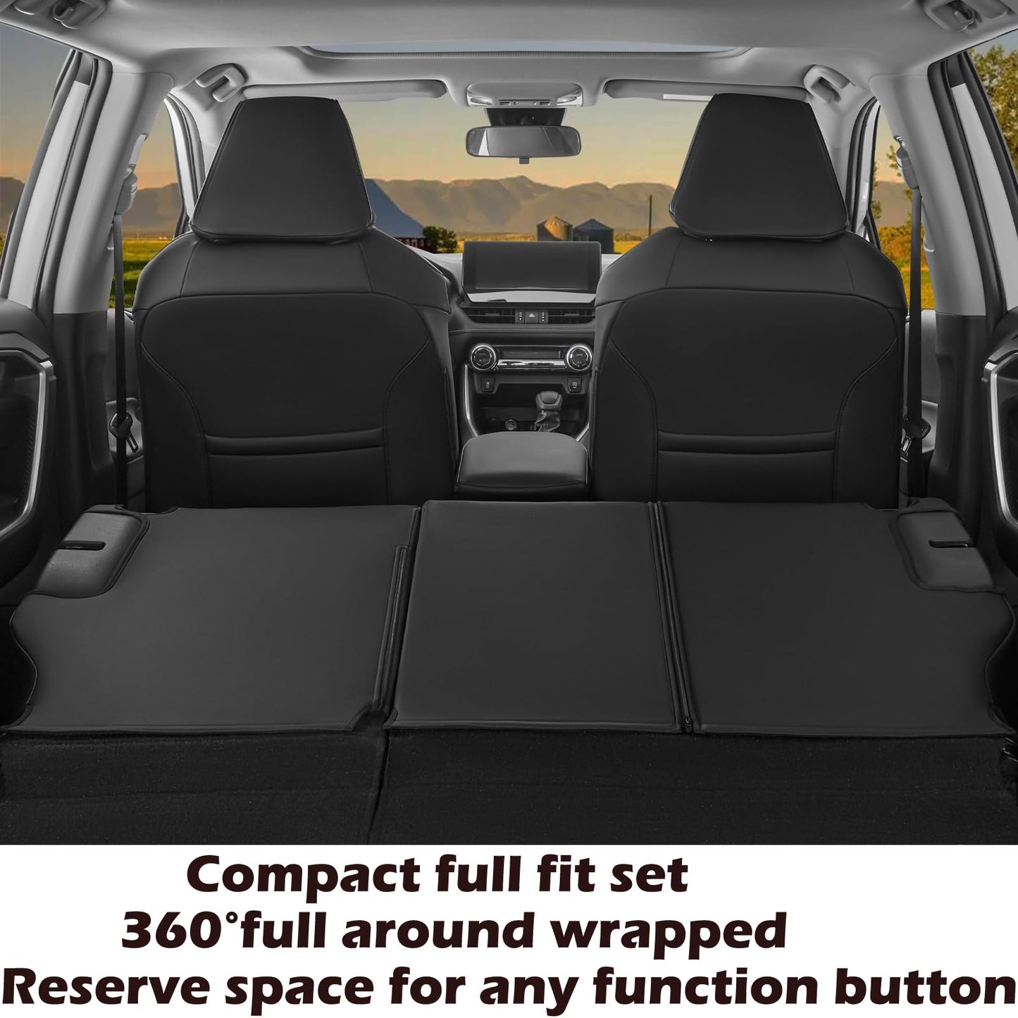 HKZ Fit RAV4 Car Seat Covers Set for 2019 2020 2021 2022 2023 2024 2025 Toyota RAV4 LE,XLE,XLE Premium,Limited - 5 Seats Full Set Leather(Black/Gray)