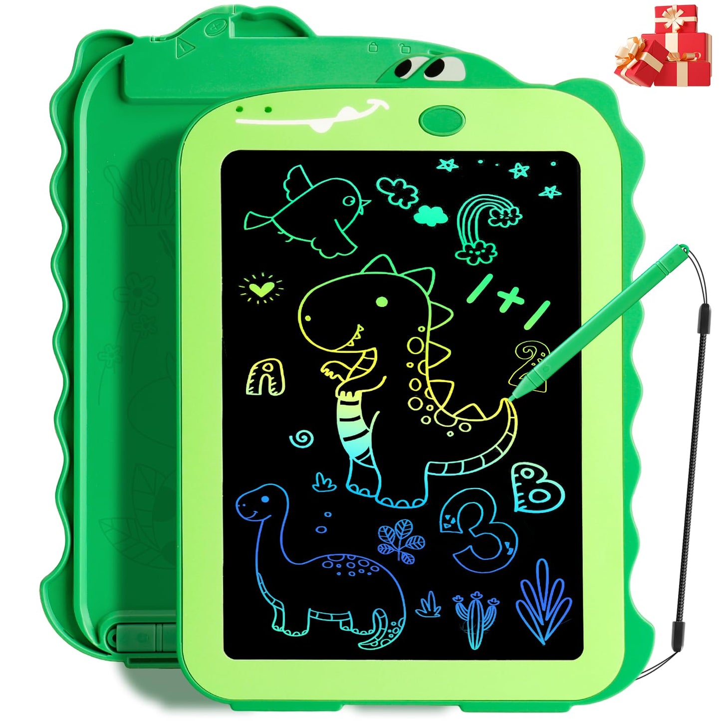 Teriph LCD Writing Tablet for Kids, Colorful Toddlers Toys Drawing Board, Educational Kid Toys, Doodle Pad Dinosaur Toy for 3 4 5 6 7 8 Year Old Boys Girls Birthday Party Xmas,8.5inch & Green