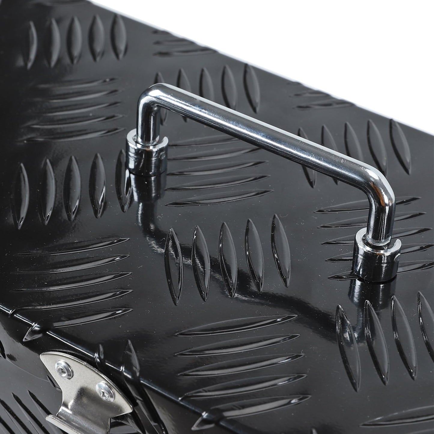 caqeg 16 Inch Heavy-Duty Aluminum Truck Tool Box with Stripe Tread Design – Waterproof, Rustproof Storage Organizer for Pickup Trucks, Trailers, and RVs – Black