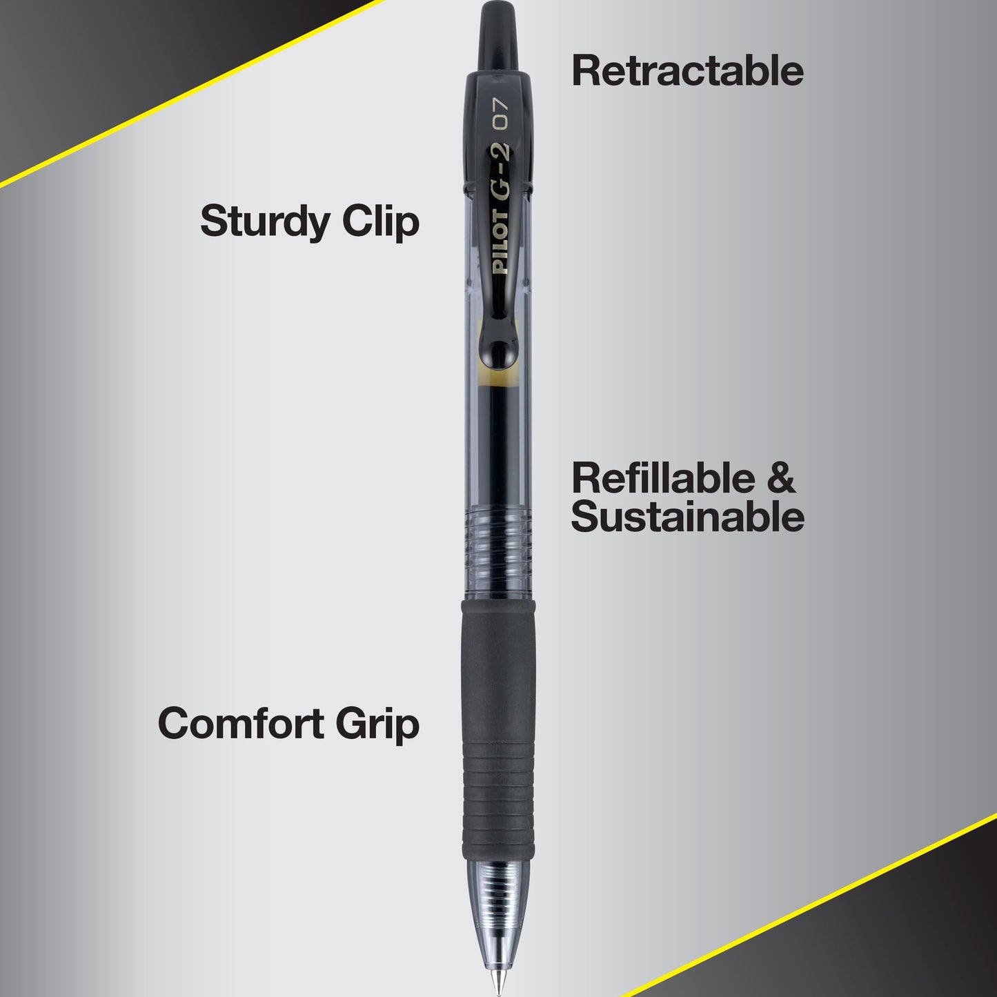 Pilot G2 Premium Gel Pens, Black Pens, Fine Point 0.7 mm, Tub of 48, Black