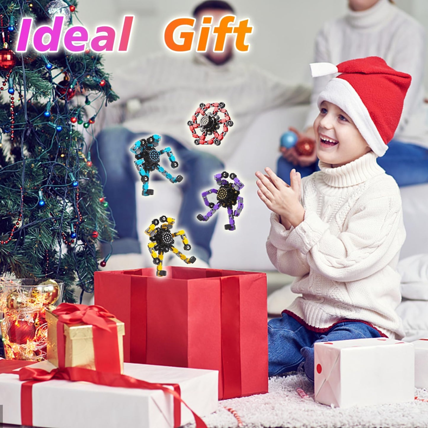 Gokeey Transformable Fidget Spinners Toys 4 Pcs for Kids and Adults Stress Relief Sensory Toys for Boys and Girls Age 8-13 Fingertip Gyros Easter Party Favors Birthday Gifts for Teens Travel Toys