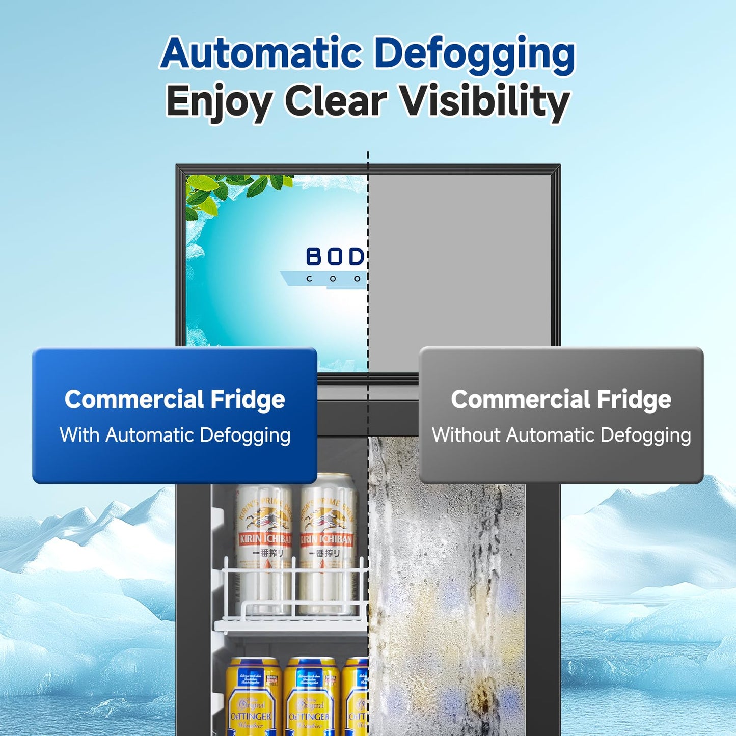 BODEGA BODEGACOOLER Commercial Drink Fridge with Glass Door, Tall Beverage Cooler for Beer, Soda, Single Door Display Refrigerator, 6.34 Cu.Ft Capacity