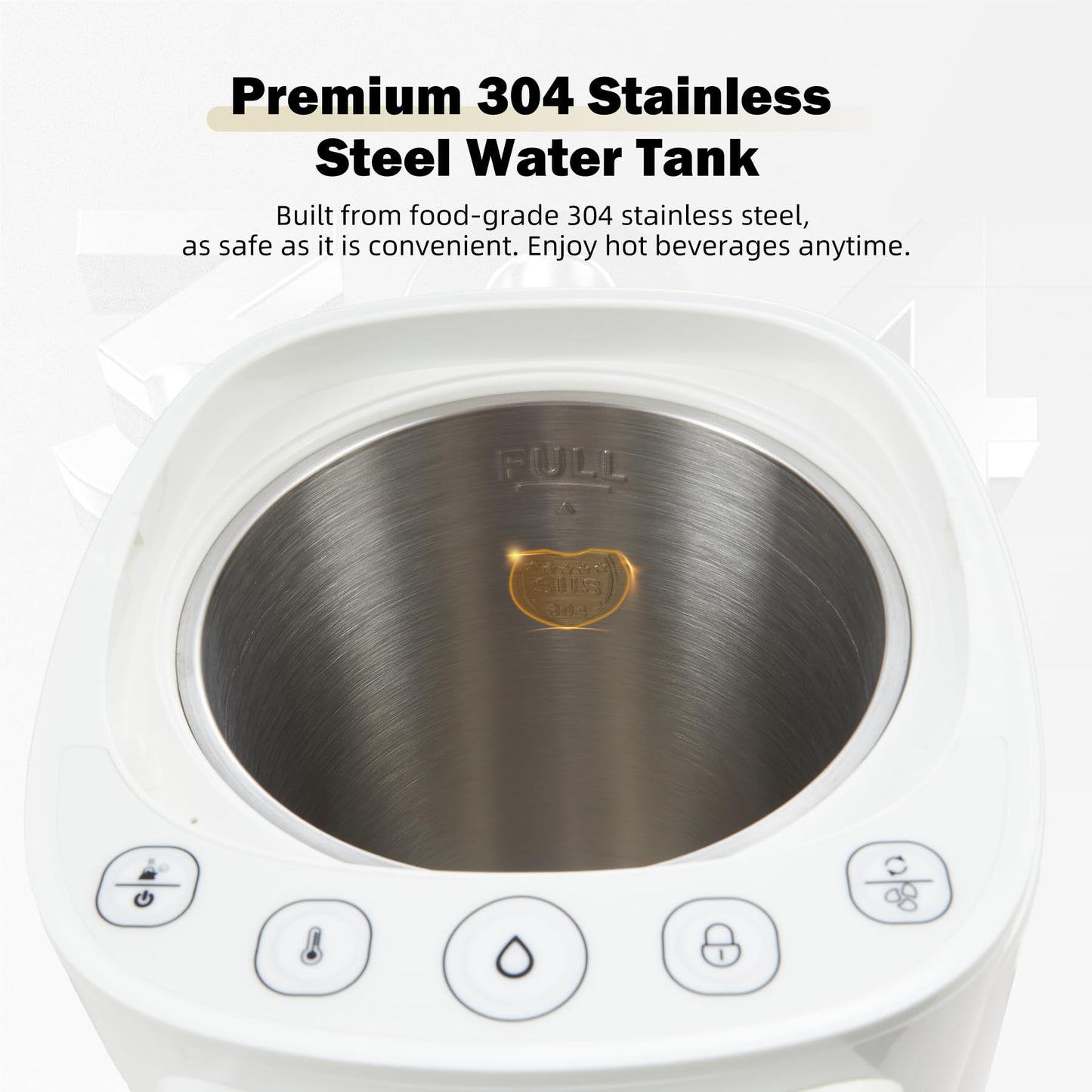 OCTAVO Water Boiler & Warmer 5 Liter, 304 Stainless Steel Water Tank, 700 Watt 6 Adjustable Water Temperature, LCD Touch Control Screen, Child Lock with Water Shortage Indicator