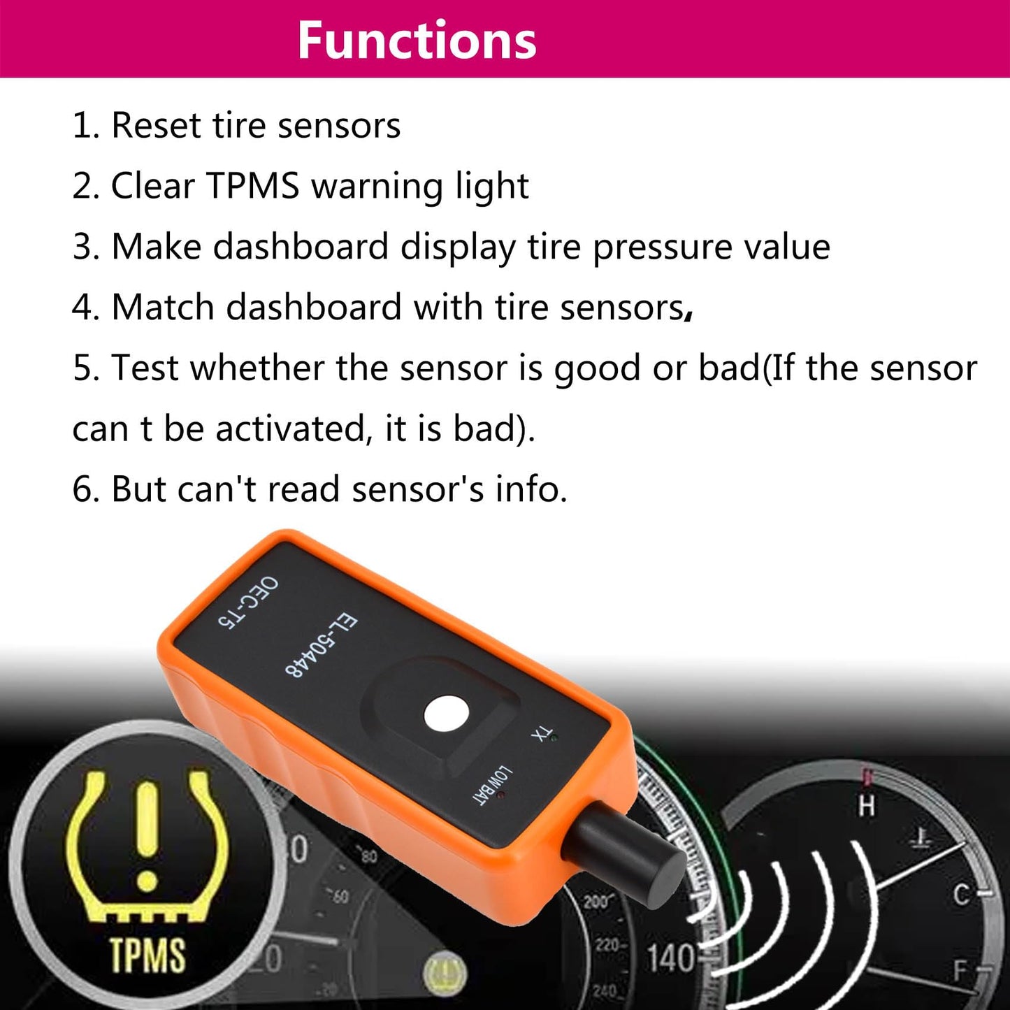 EL-50448 GM TPMS Relearn Tool Chevy TPMS Reset Tool for Cadillac GMC Buick Tire Pressure Relearn Tool Monitoring System Sensor Reset Programming Tool for Chevrolet Cruze Silverado Traverse TPMS Tool