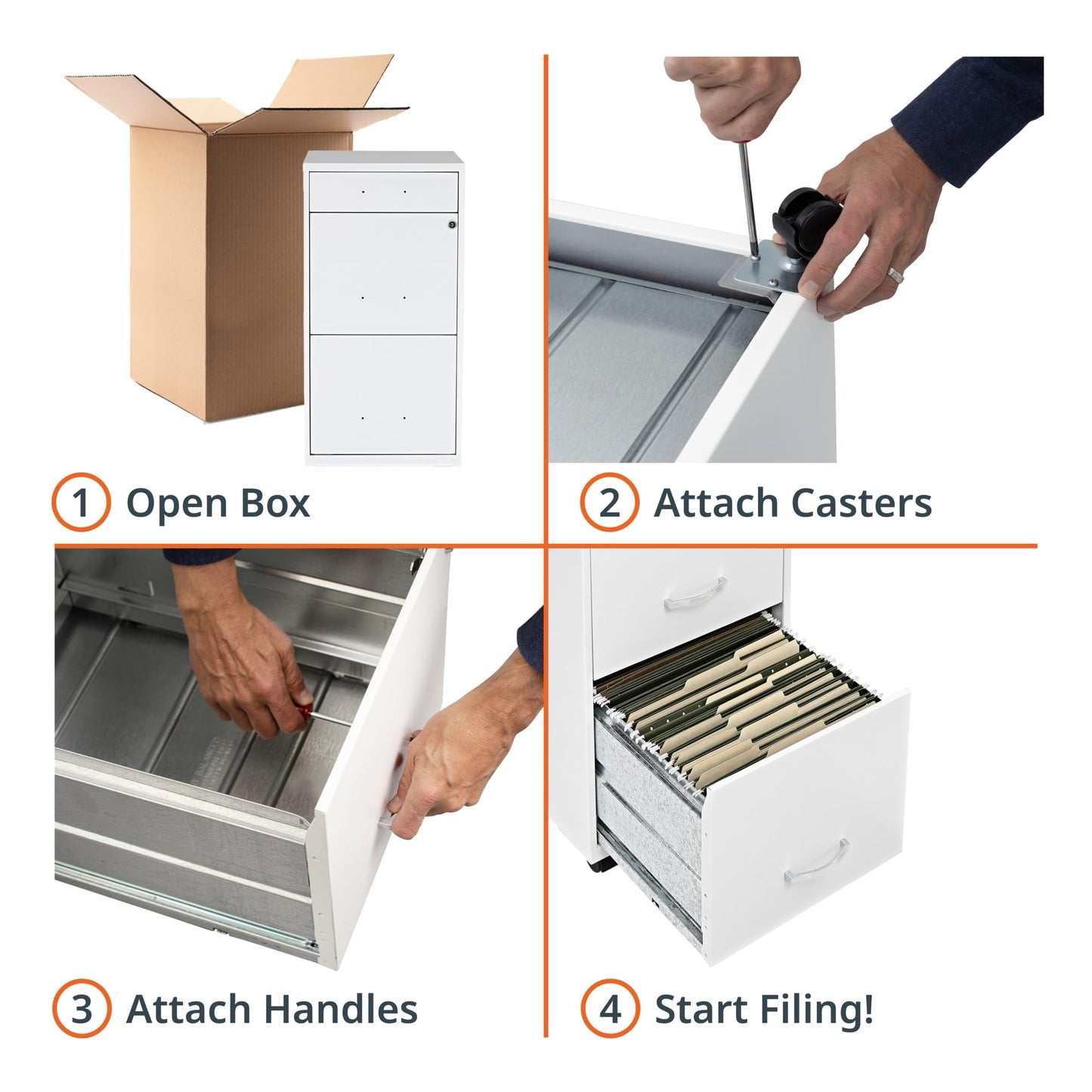Lorell LYS SOHO Box/File/File Mobile White File Cabinet, 3 Drawer, 26.5 x 14.3 x 18 in