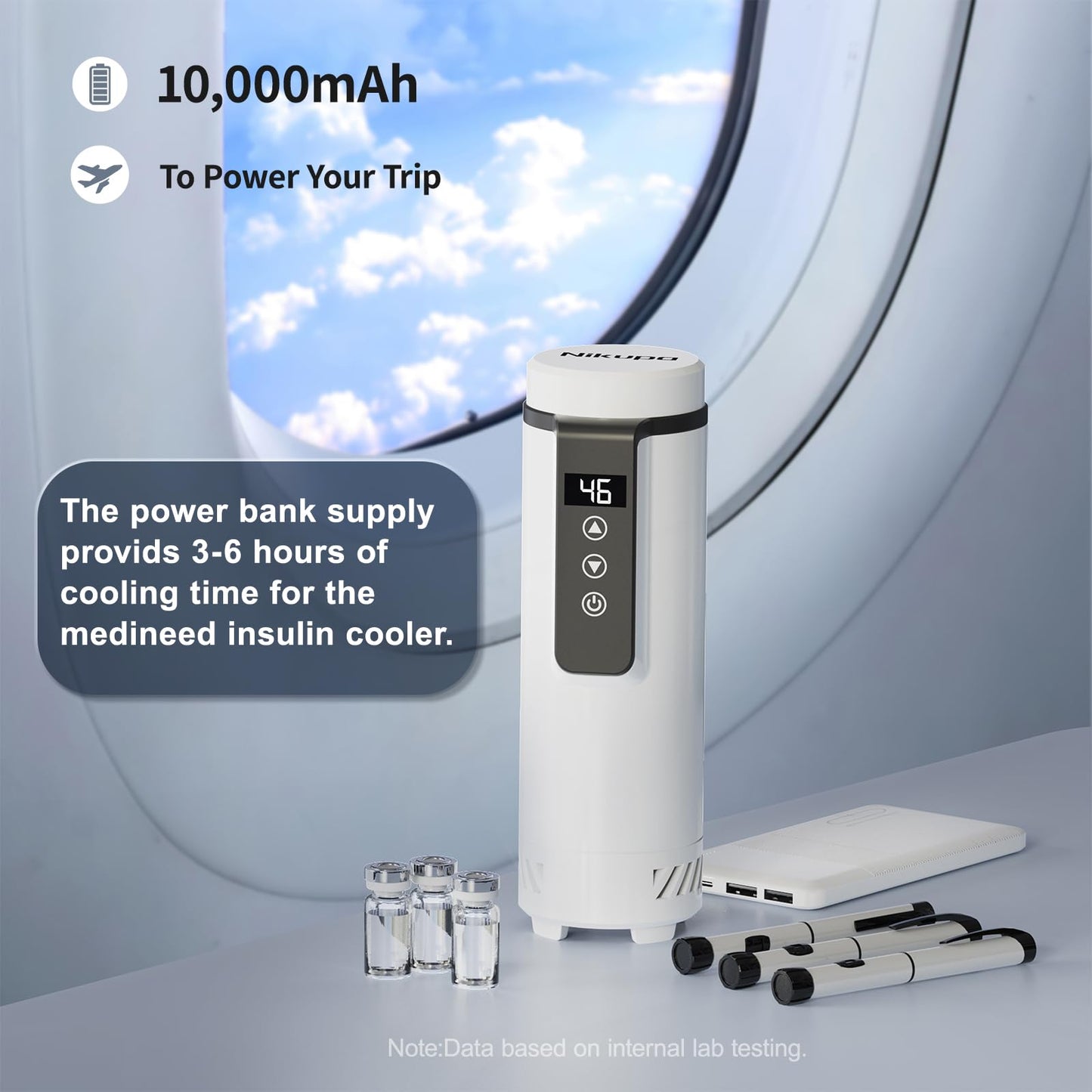 Insulin Cooler Travel Case TSA Approved, Portable Refrigerated Medical Cooler (1–7 Medication Pens), Diabetes Travel Case for Insulin (White, with Power Bank)