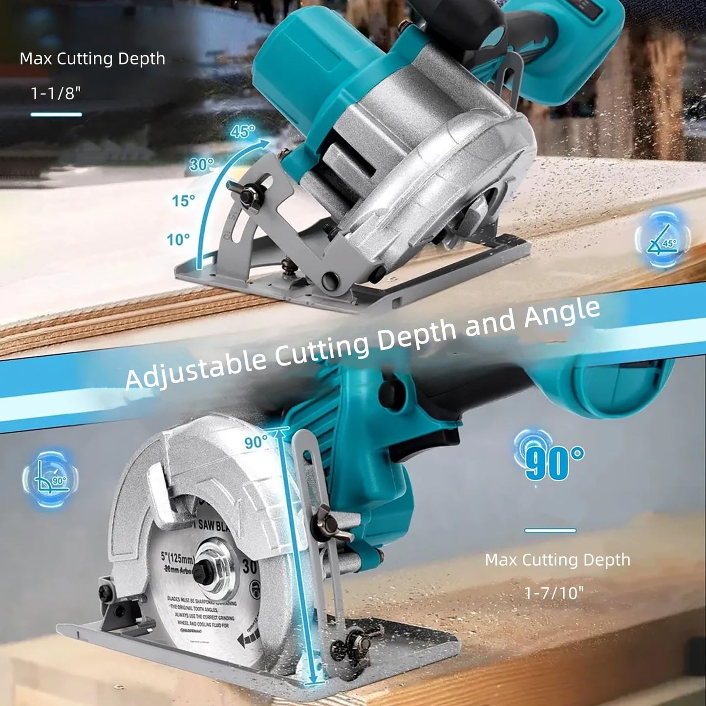 5 Inches Brushless Cordless Circular Saw, 6500 RPM,Compatible with Makita 18V Battery (Tool Only), 20mm Arbor with Blade & Scale Ruler,Compact Design
