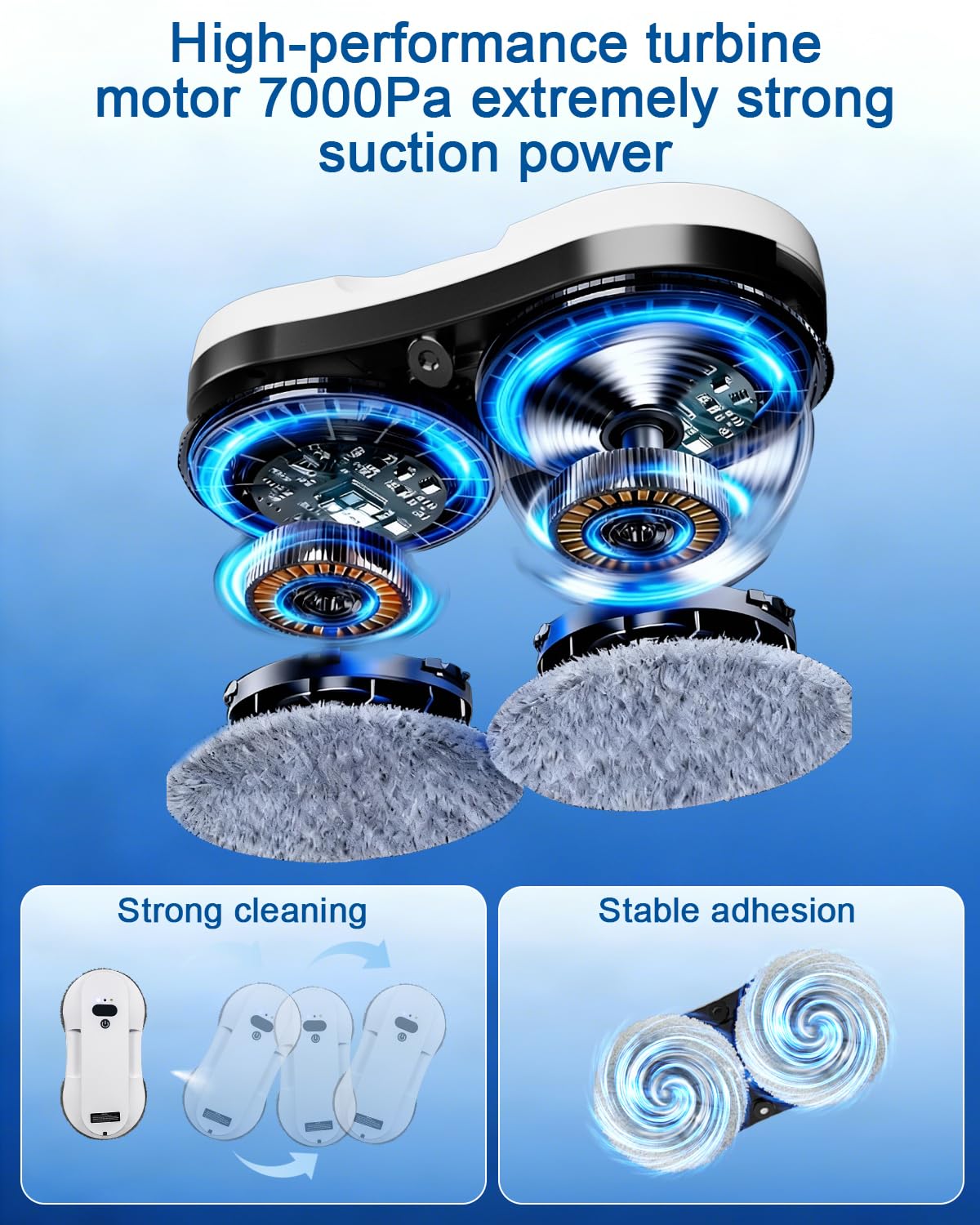 EAEGE Window Cleaning Robot, Automatic Window Cleaner Robot with Dual Spray, Edge Detection, Intelligent Path Planning, 3000pa Strong Suction, Anti-Drop Protection for Glass