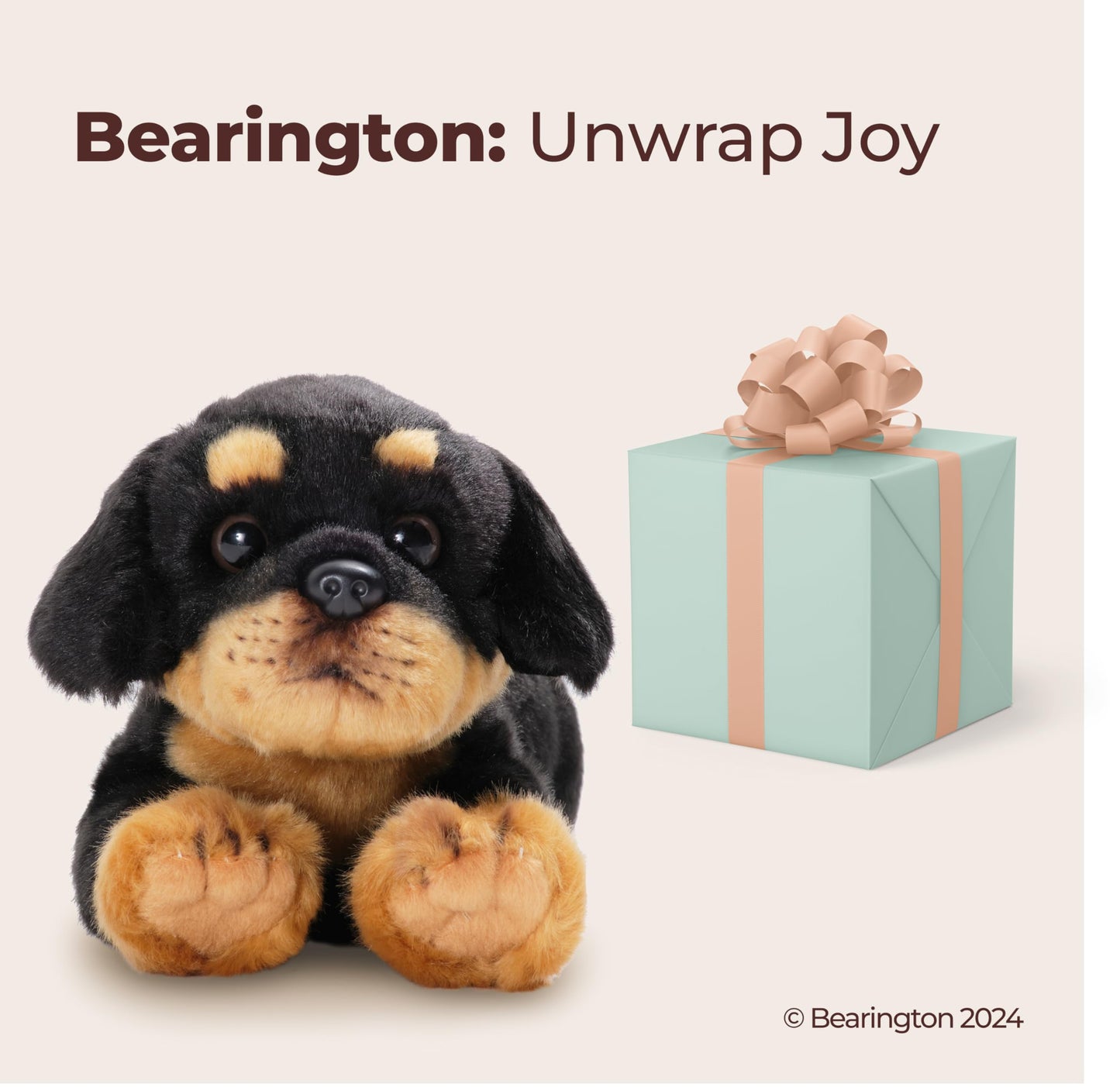 Bearington Gunner Rottweiler Stuffed Animal Dog Plush - 15" Soft and Realistic Rottweiler Plush Toy with Ultra-Soft Fur and Huggable Body - Adorable Stuffed Dog Gift for Kids, Adults, and Dog Lovers