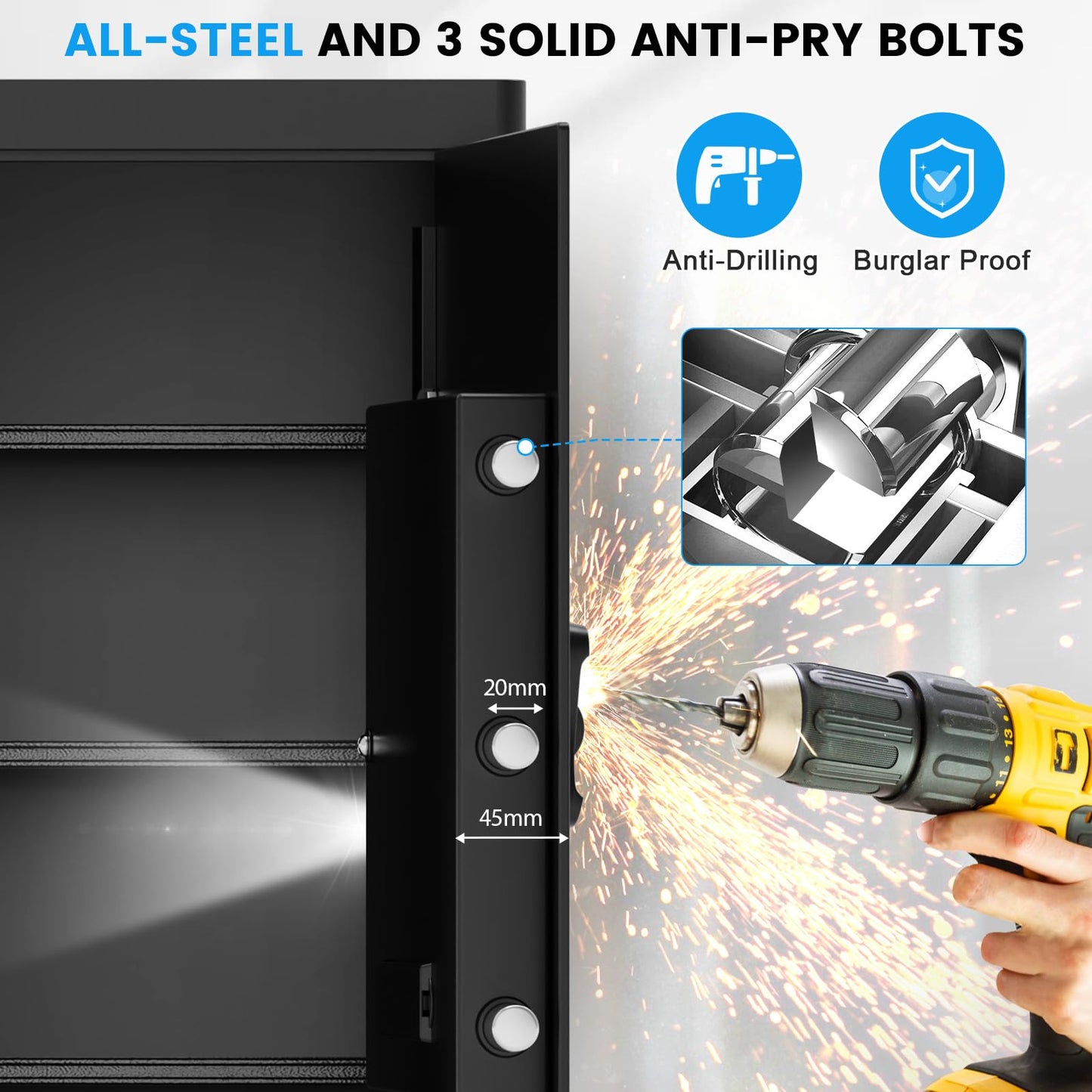 5.0 Cuft Fireproof Safe for Home, Home Safes Water and Fireproof, Safe Box with Digital Combination Lock, Alarm Systerm and Removable Shelf, Fire proof Safes for Home Document Money Valuables