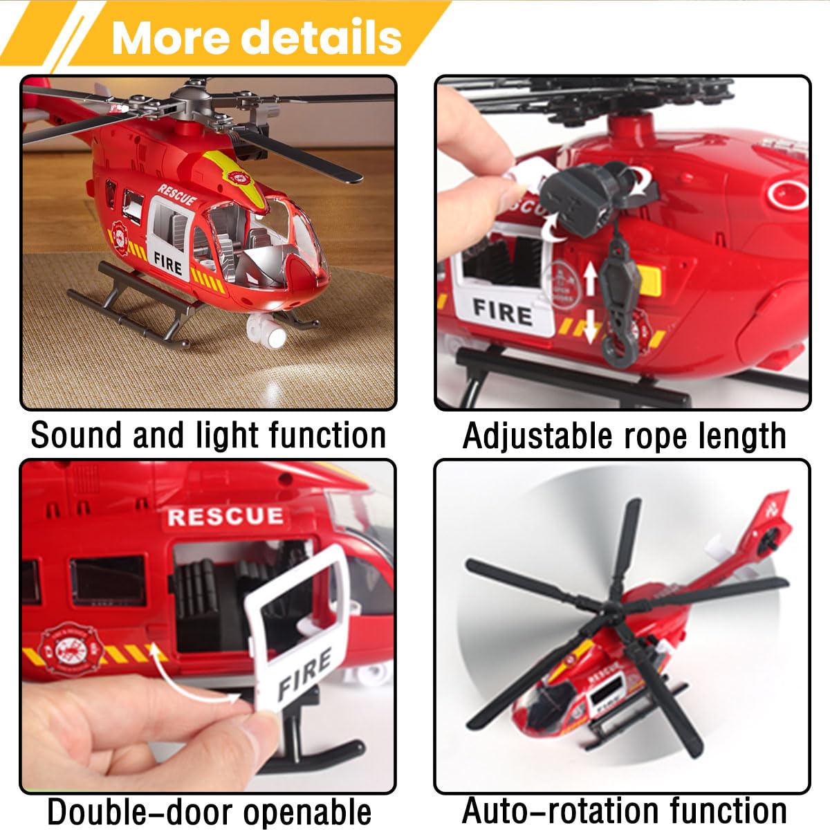 CSDCSD Kids Toys for 3 4 5 6 7 Years Old Boys, Large Helicopter Toy,Police Toys Crane Toy with Lights and Sounds,with Cargo Basket,Toddlers Gifts