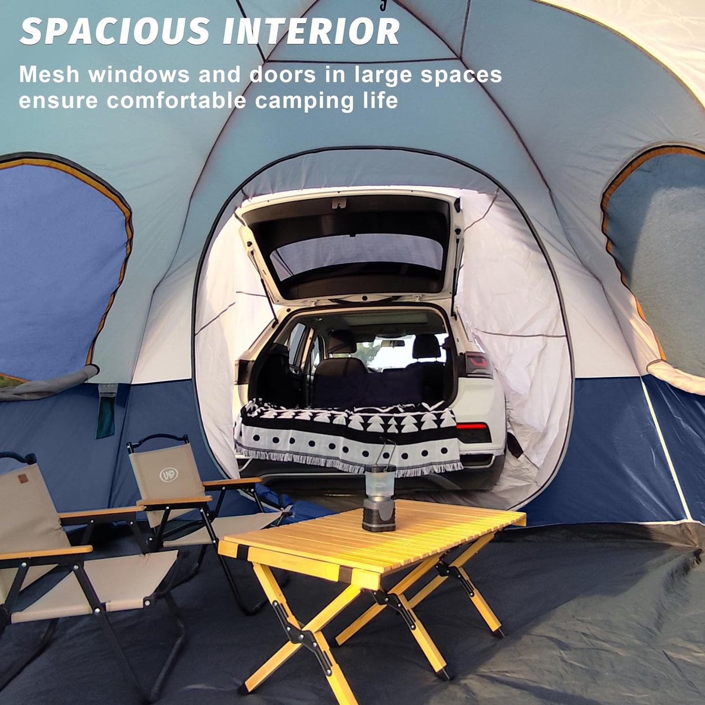 UNP SUV Dome Tent for Camping, Outdoor 6 Person Car Camping Tent, Easy Set Up SUV Tailgate Tent with Rainfly 10' x 10' Vehicle Camping Tent