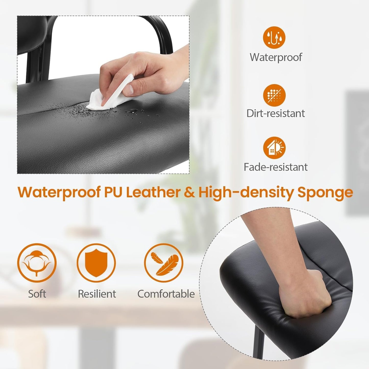 Sweetcrispy Office Reception Guest Chair No Wheels Set of 6, Leather Stationary Waiting Room Chairs with Padded Arms for Elderly Desk Conference Room Lobby Table Side Salon