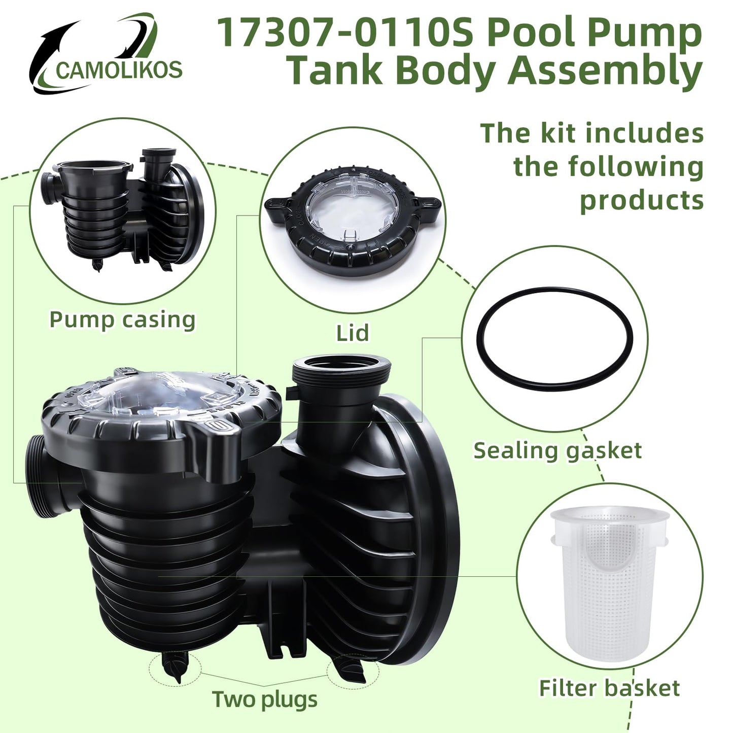 17307-0110S Pool Pump Tank Body Assembly Fits for Pentair Sta-Rite IntelliPro VS 3050 Pumps Max-E-Pro Series Pumps Trap Body Assembly, Pool And Spa Inground Pump