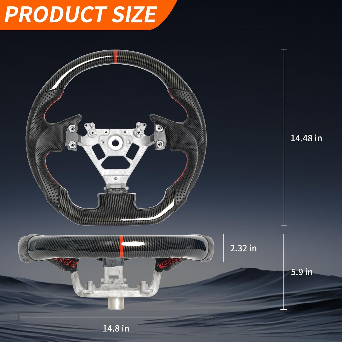 JIANGGAI Hydro-Dip Carbon Fiber Perforated Leather Grip Steering Wheel, Car Steering Wheel Fit for Infiniti G35 2004-2007