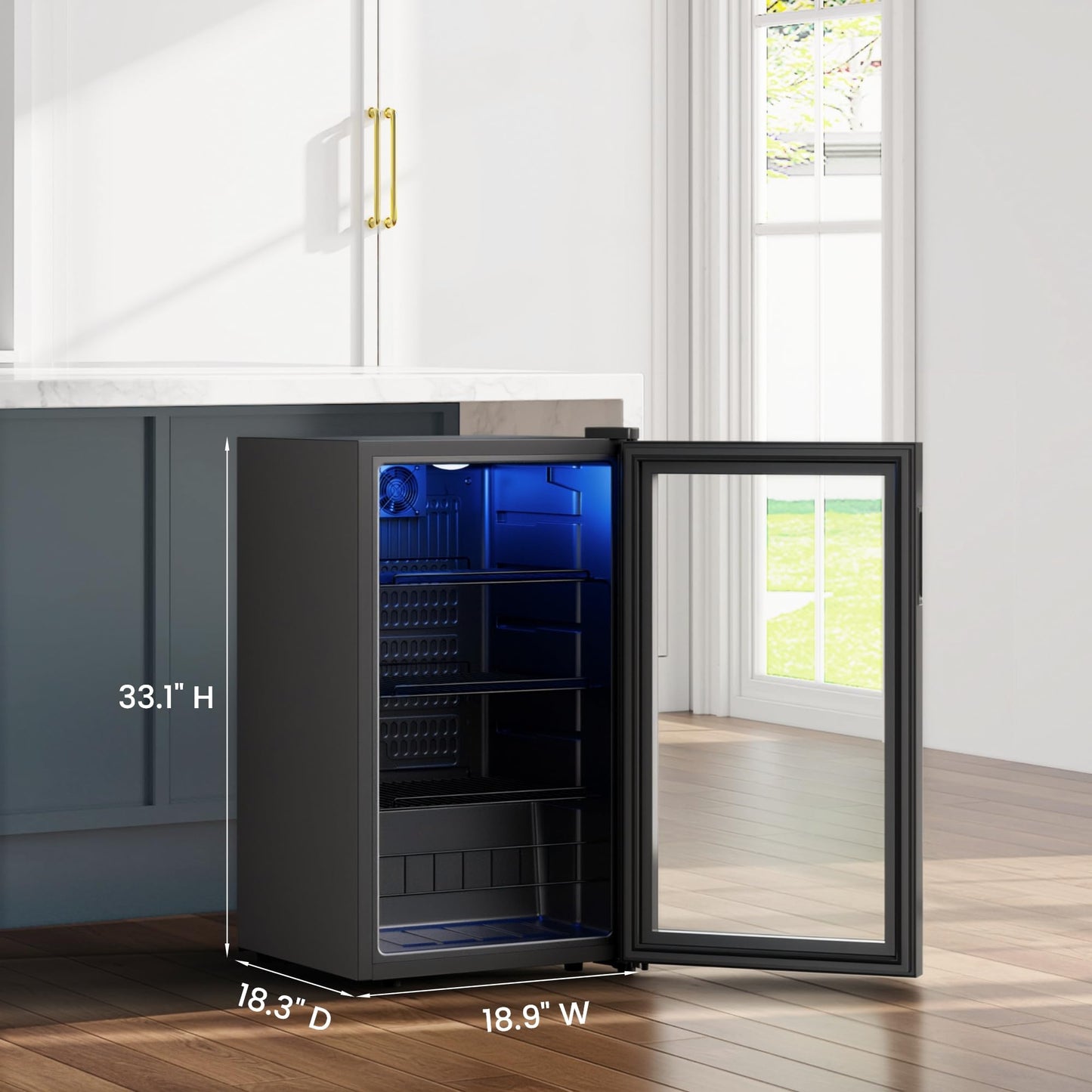 Yeego Beverage Refrigerator Cooler, 130 Cans Mini Fridge with Glass Door Beverage Fridge with Adjustable Shelves for Soda Beer or Wine, Beverage Cooler with Digital Temperature Control for Home Office