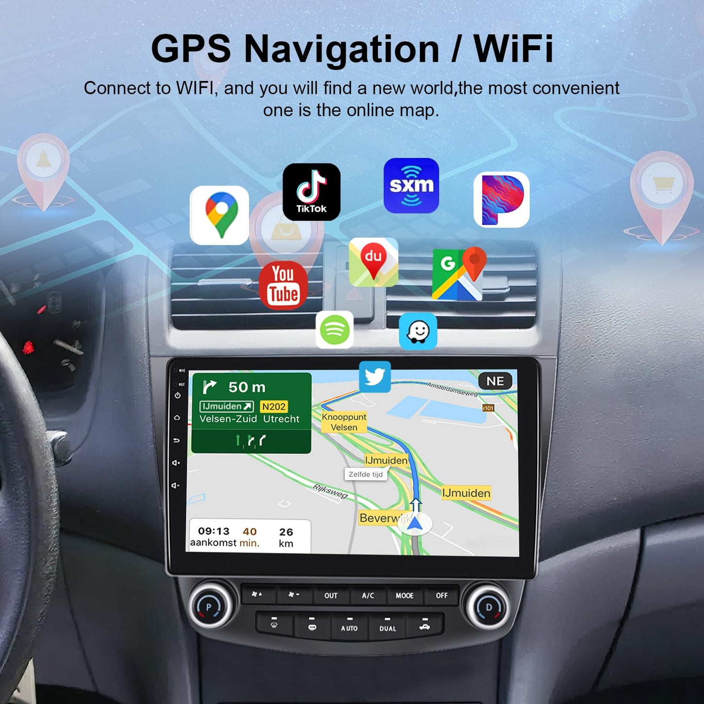 2G+64G Car Radio for Honda Accord 2003-2007, Rimoody Android 13 Car Stereo with Carplay Android Auto 10.1'' Touchscreen GPS WiFi Mirror Link Bluetooth FM/RDS HiFi SWC Backup Camera Microphone