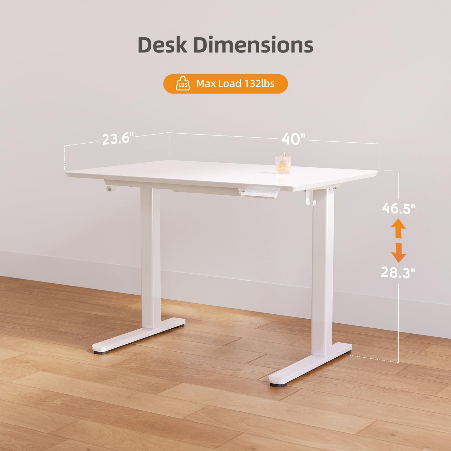 Claiks Glass Standing Desk with Drawers, 40×24 Inch Adjustable Stand Up Desk Quick Install Home Office Computer Desk, White