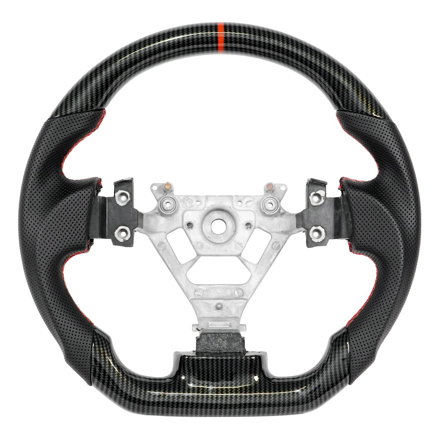JIANGGAI Hydro-Dip Carbon Fiber Steering Wheel, D-Shaped Flat Bottom Perforated Leather Grip Steering Wheel Fit for Nissan 350z 2003-2009