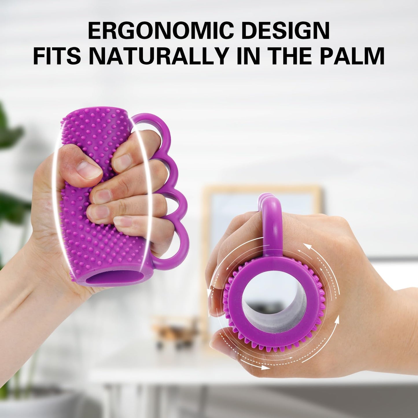 Hand Therapy Grip Strengthener with 4-Finger Loops – Acupressure Hand Exercise Ball for Arthritis, Carpal Tunnel, Stroke Recovery and Wrist Pain Relief – Physical Therapy Squeeze Ball for Hand Strength & Stress Relief