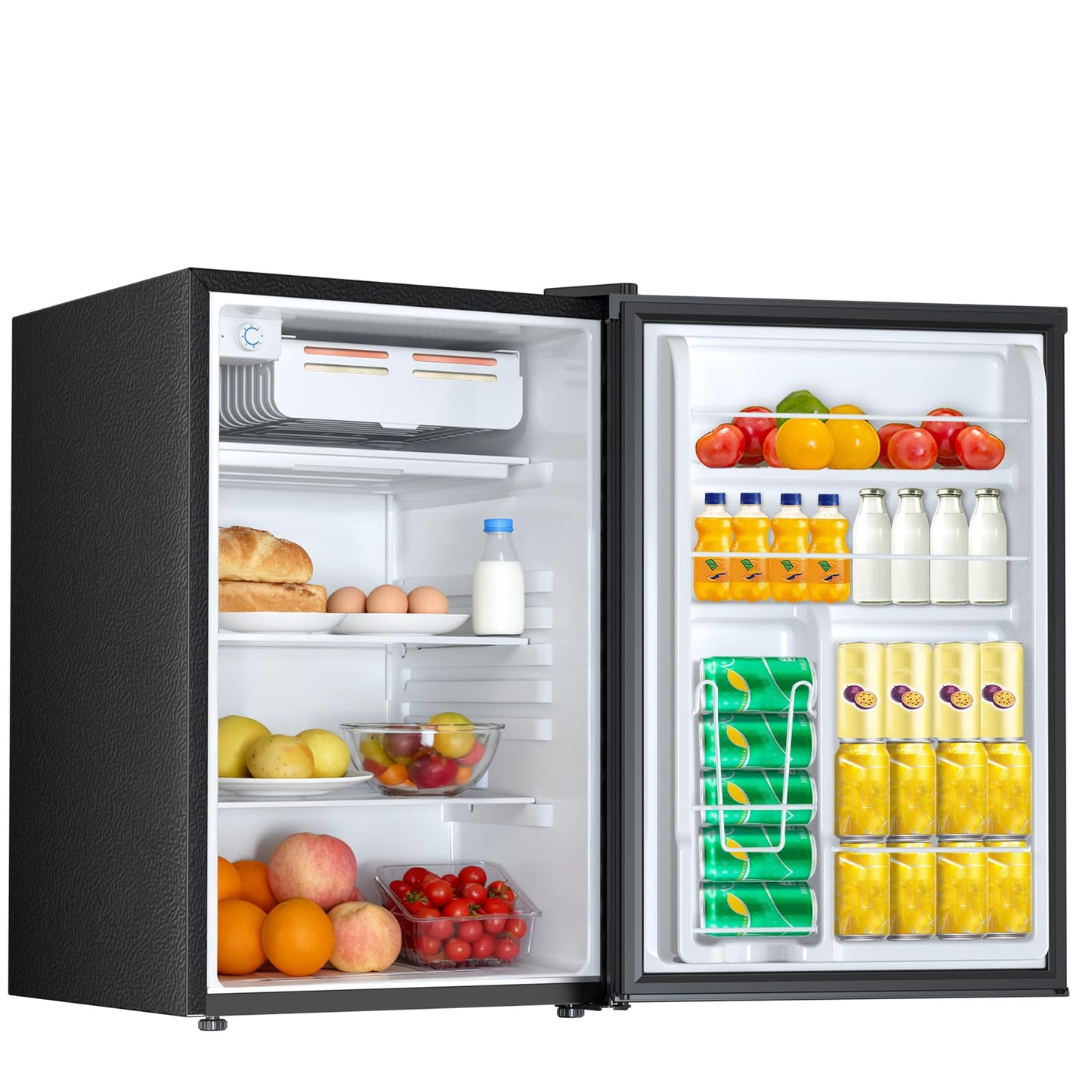 Electactic 4.5 Cu.ft Mini Fridge with Freezer, Compact Refrigerator with Reversible Single Door, Adjustable Thermostat, Low Noise, Energy Efficient for Office, Dorm, Bedroom, Apartment BLACK