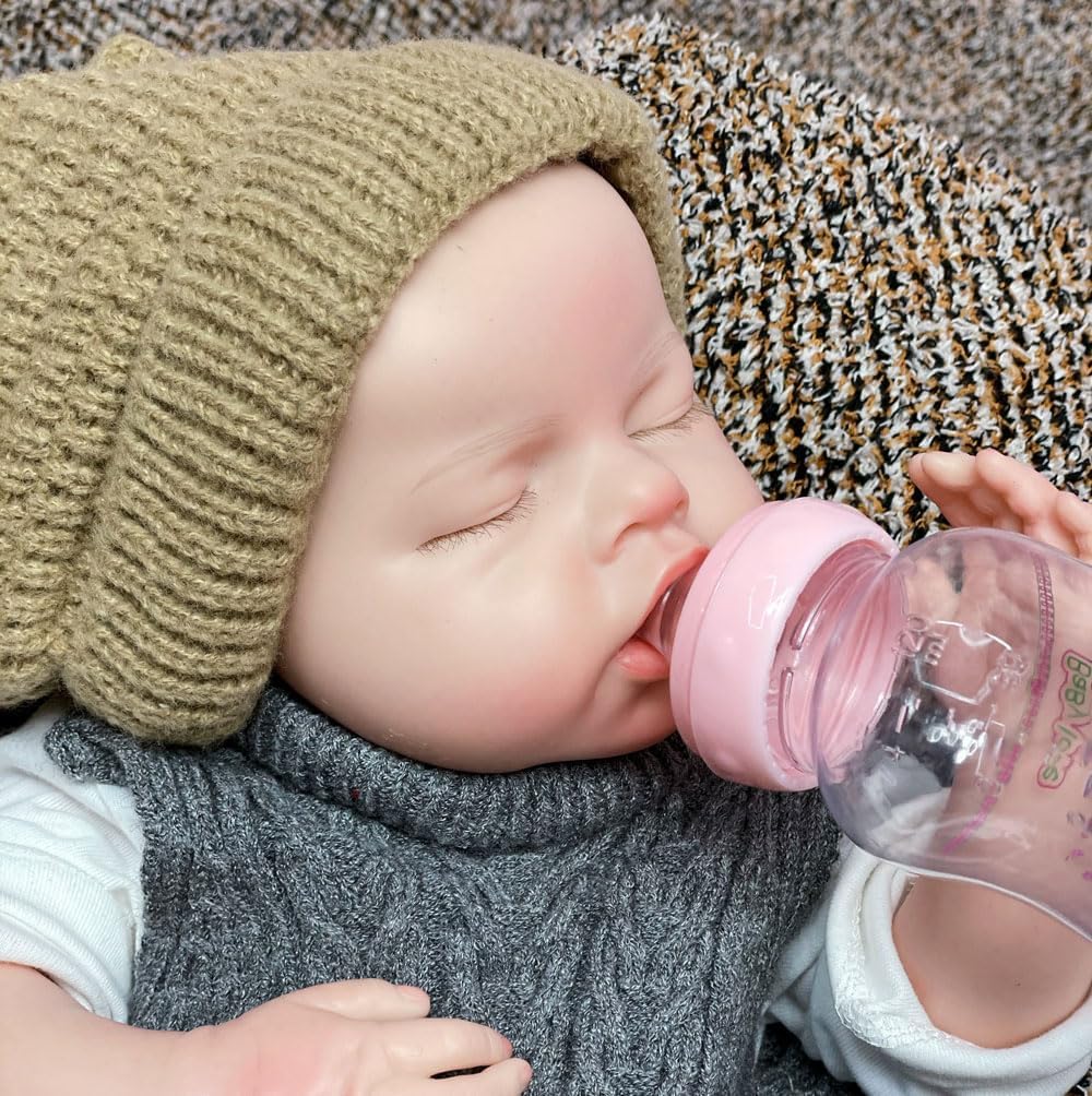 Gileutay 20 inch Full Body Silicone Baby Doll Girl Realistic Sleeping Reborn Newborn Babies that Can Open Mouth Handmade Toy