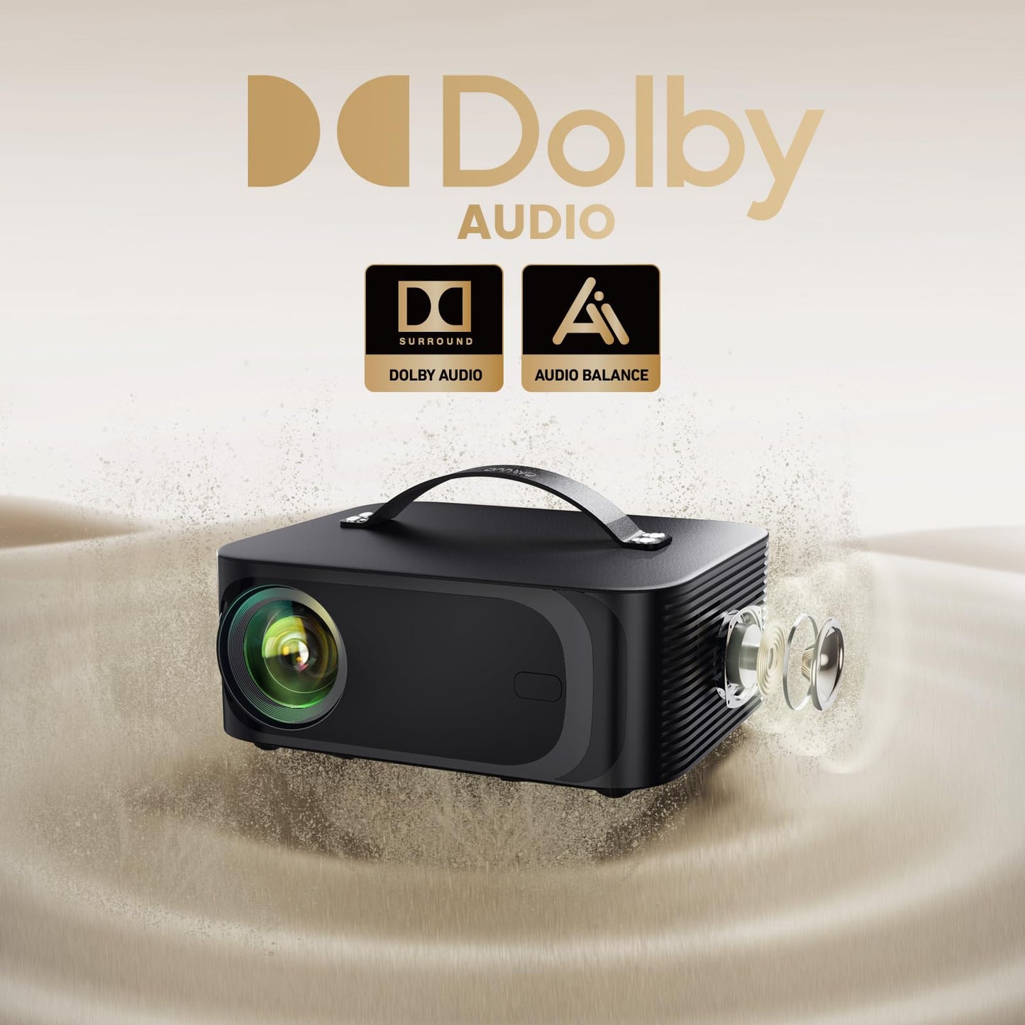 [Official Licensed APPs/1500 ANSI] Outdoor-Projector-4K with Wifi6 and Bluetooth, Smart TV OS & DoIby Audio, Portable Projector with YouTube/PrimeVideo, ONOAYO 1080P Proyector with 300 ''Display