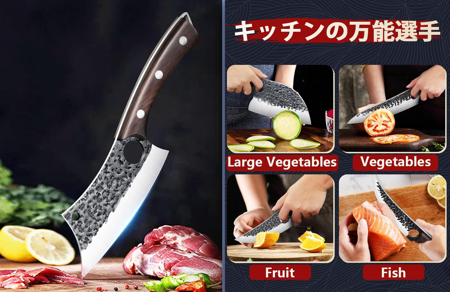 DRGSKL Serbian Chef Knife Set, Hand Forged Butcher Knife Set with Knife Bag, High Carbon Steel Kitchen Knives Set Meat Cleaver Boning Knife Viking Knives for Brisket Trimming, Gifts for Dad