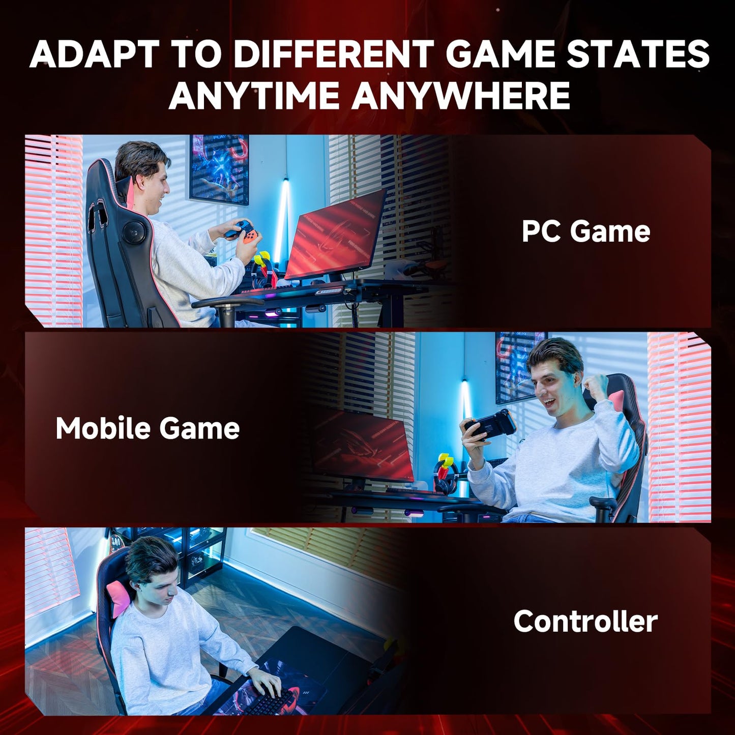 GTPLAYER Gaming Chair,Gamer Chair with Bluetooth and Adjustable Backrest,Seat Height Adjustable Computer Chairs with 3D Armrests,Video Game Chair with Footrest Speakers (Colourful)