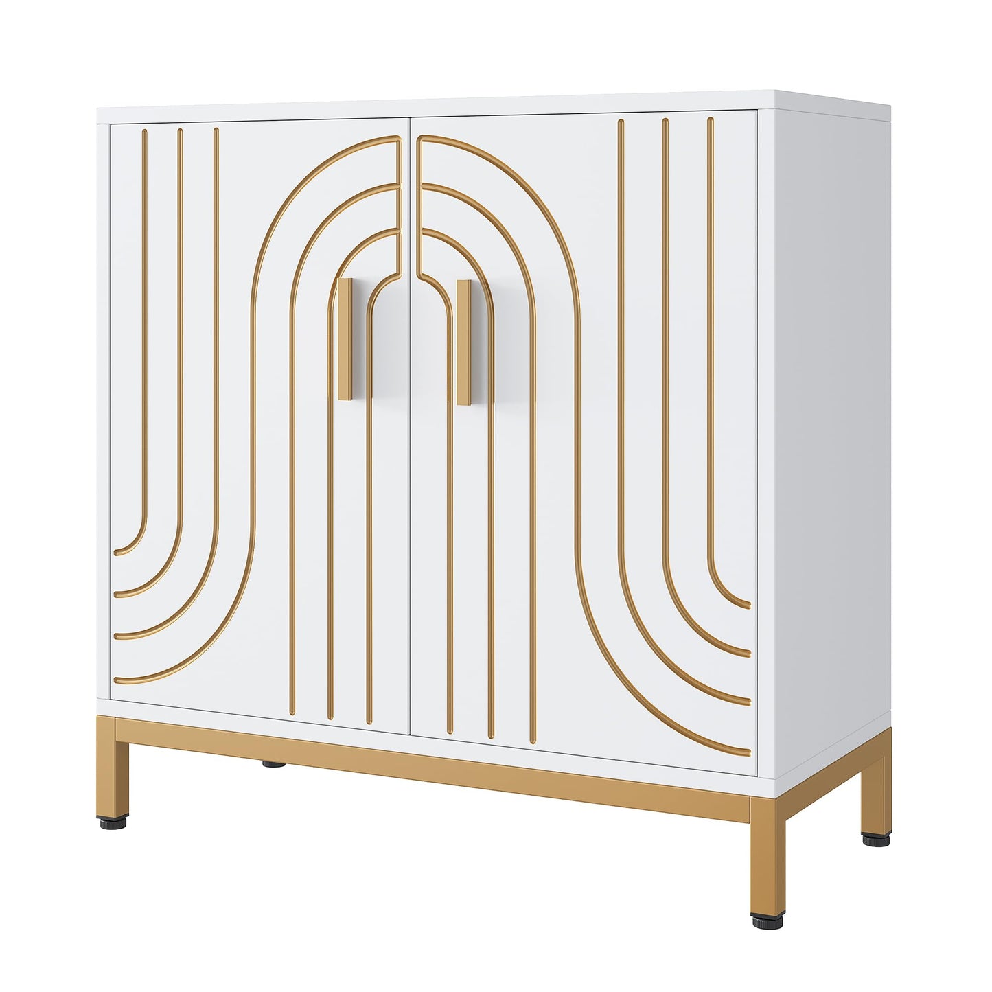Gaomon Accent Wood Buffet Cabinet, Sideboard Buffet Cabinet with Storage, Modern Buffet Storage Cabinet with Doors and Shelves for Kitchen, Office, Dining Room, Living Room, White