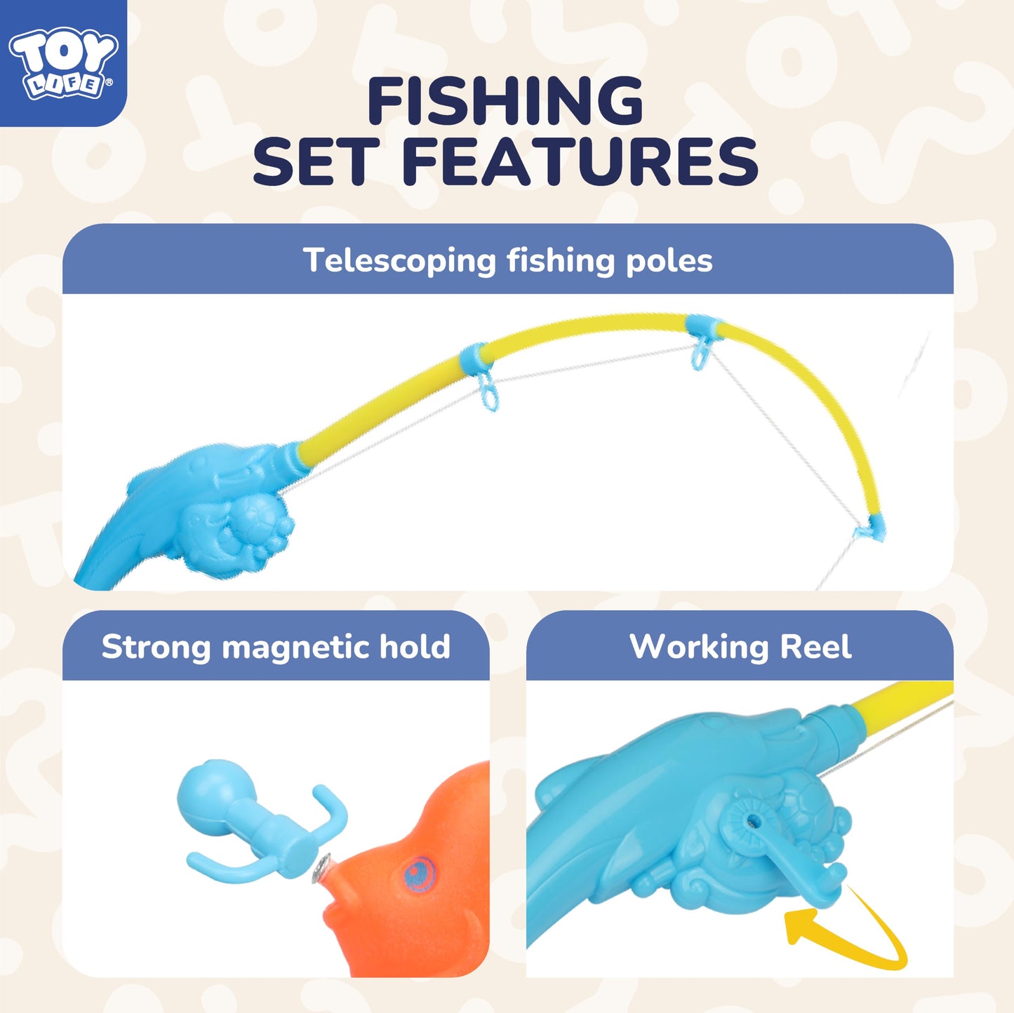 TOY Life 4-Player Magnetic Fishing Game for Kids 3-5 - Toddler Fishing Pole Set with Fish Toys - Bath & Pool Toys - Water Table Accessories - Educational Fishing Toy Rod for Boys Girls