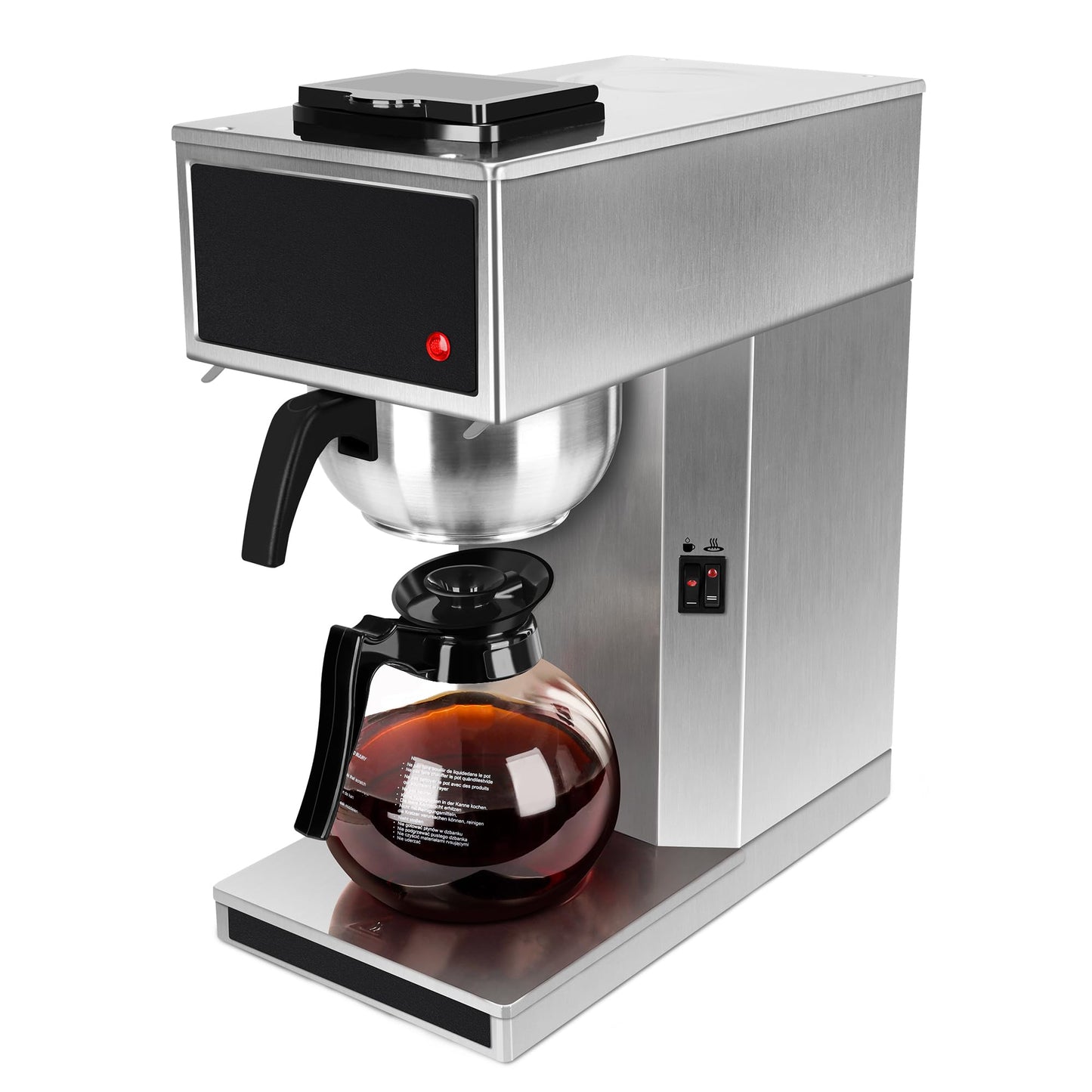 YUANHAO Commercial Coffee Maker 12-Cup with Dual Warmers, Pourover Stainless Steel Coffee Brewer Machine-120V, Compact Drip Coffee Maker for Office, Church, Break Room, Event Use