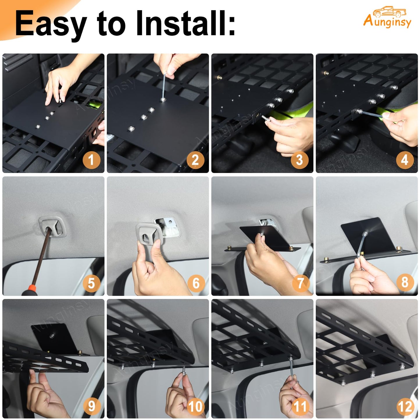 Car Interior Rear Trunk Cargo Rack Basket Tray Compatible with Nissan Frontier 2022-2025 Modular Storage Luggage Carrier Roof Overhead Molle Panel System Shelf Rack Trunk Hanging Organizer Accessories