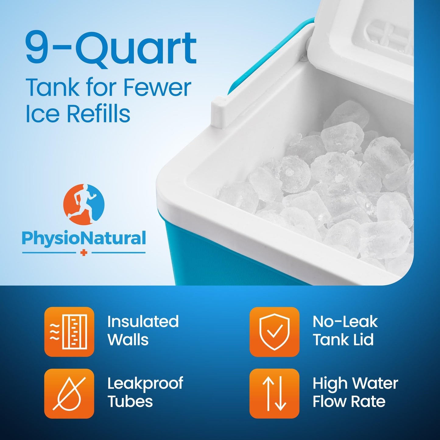 PhysioNatural Cold Therapy System with Large Shoulder Pad — for Post-Surgery Care, Rotator Cuff Tears, Swelling, Sprains, Inflammation, and Other Injuries — Wearable, Adjustable, Ergonomic — Cryotherapy Freeze Kit