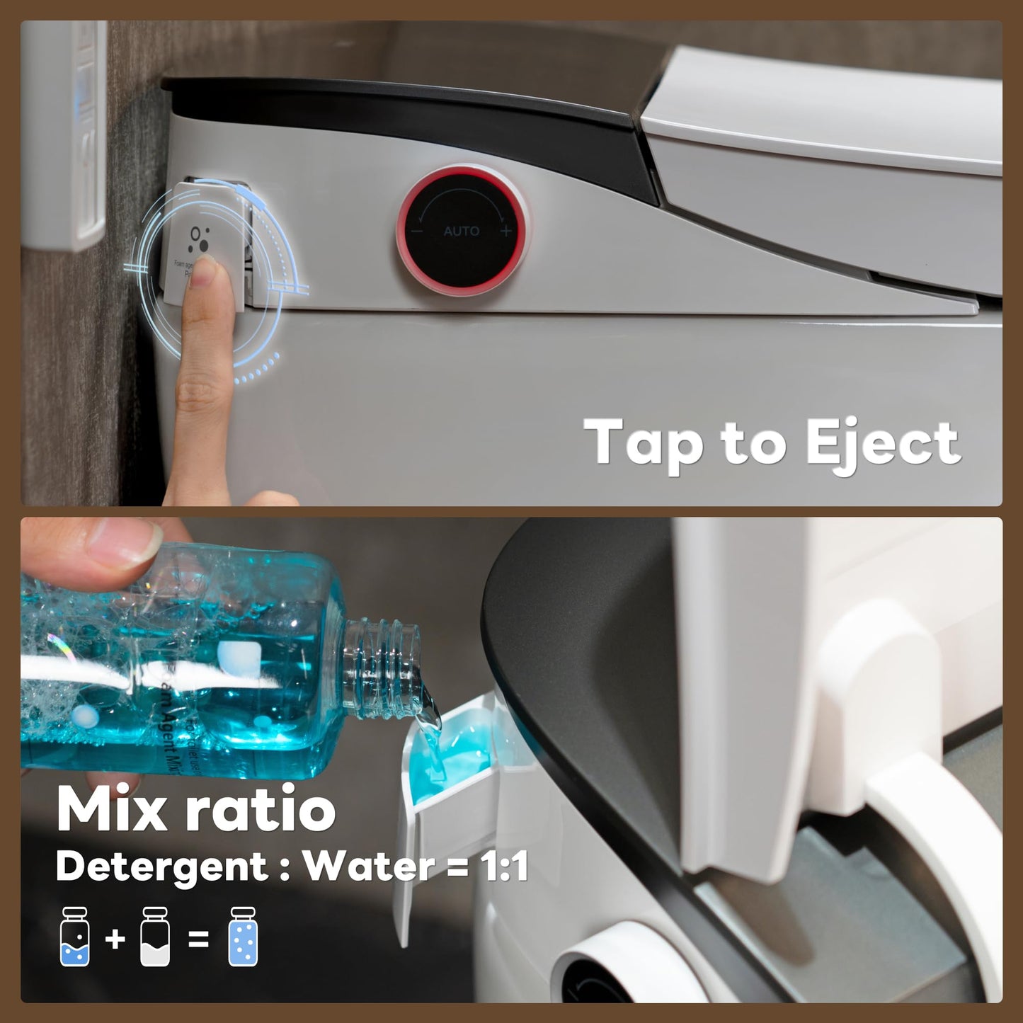 CANEST Smart Toilet with Bidet Built in, Foam Dispenser, Auto Temp Control Wide Heated Seat&0.1s Instant Water, Full-Area Seat Sensor, Auto Open/Close, Foot Sensor, Auto Deodorization, Remote(FC-002)