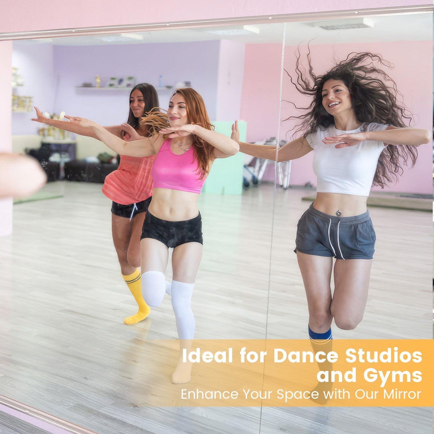Amorho 72''x32''(Each)-2PCS Gym Mirror, Tempered Glass, Frameless Full Body Mirror for Home, Yoga Studios, Dance Rooms, Garage Gyms.
