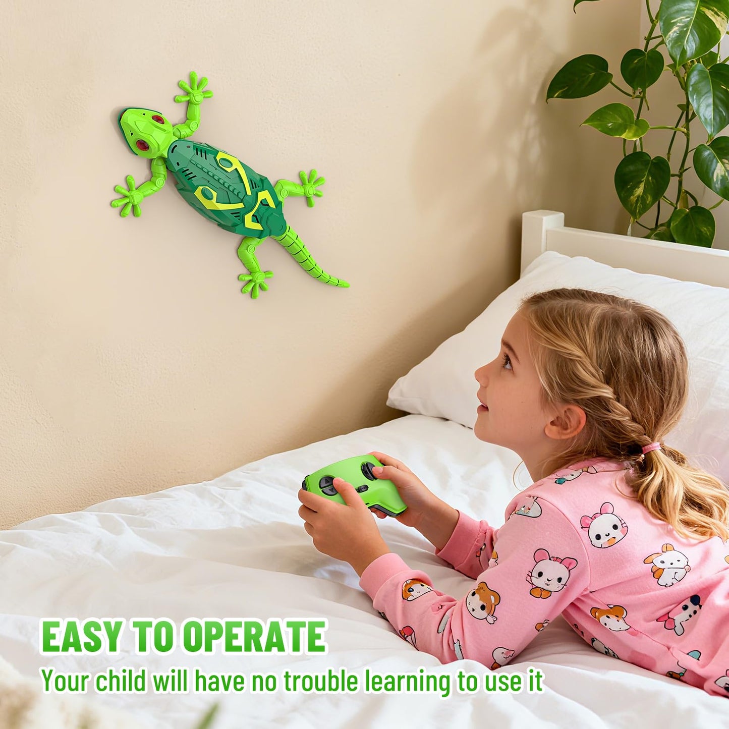 Envyvip RC Wall Crawler Gecko, Rechargeable Remote Control Robot Kids Toys, Wall Climbing Funny Prank Toys Birthday Gifts for Boys & Girls Ages 4 and Up, Upgrade Low Noise (Green)