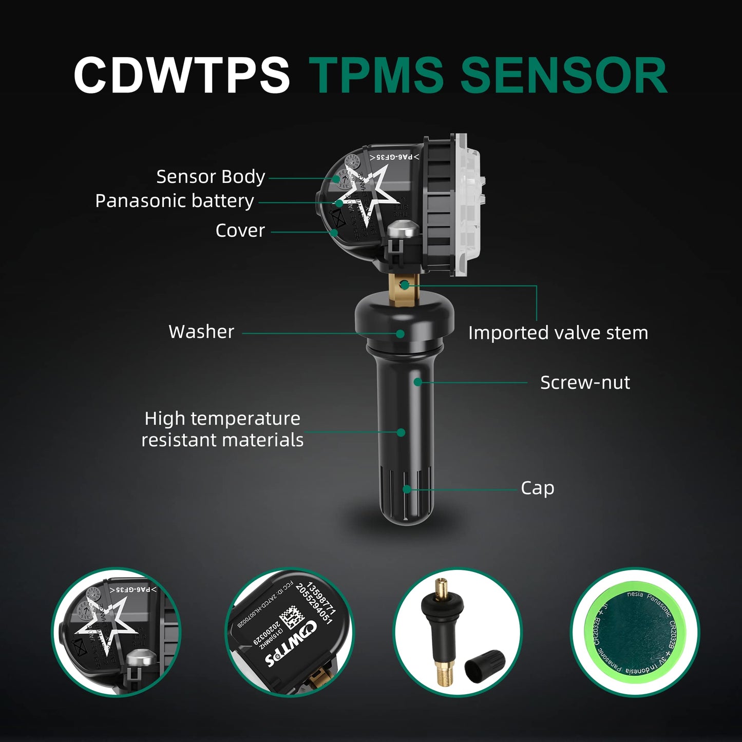 TPMS Sensor, 315MHZ 13598771 Tire Pressure Monitor System for GM| GMC | Chevy | Buick | Cadillac Replace#13598772,13586335,13581558,20923680