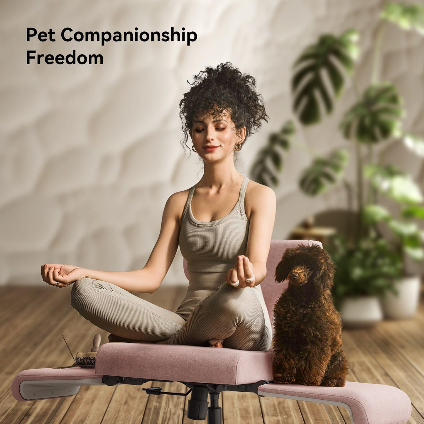 Newtral Criss Cross Chair with Wheels & Armrests, Cross Legged Office Chair with Hidden Tray, Multi-Position Recliner Vanity, Portable Workstation, Ideal for Home Office,Yoga & Pet Lovers