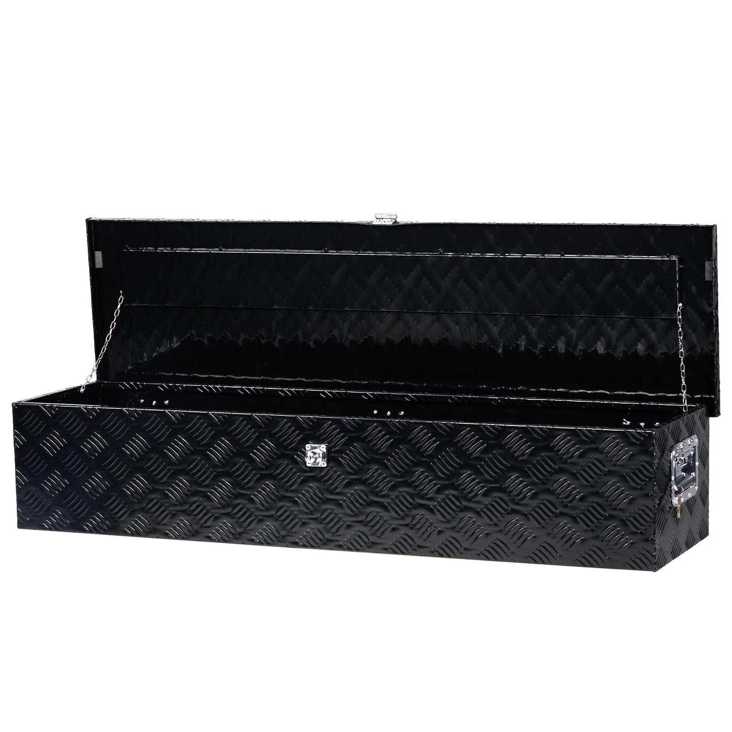 Parts-Diyer 49'' Truck Trailer Tool Box Utility Aluminum Truck Bed Storage Toolboxes Pickup Flatbed Underbody Organizer Lockable with Keys, Black