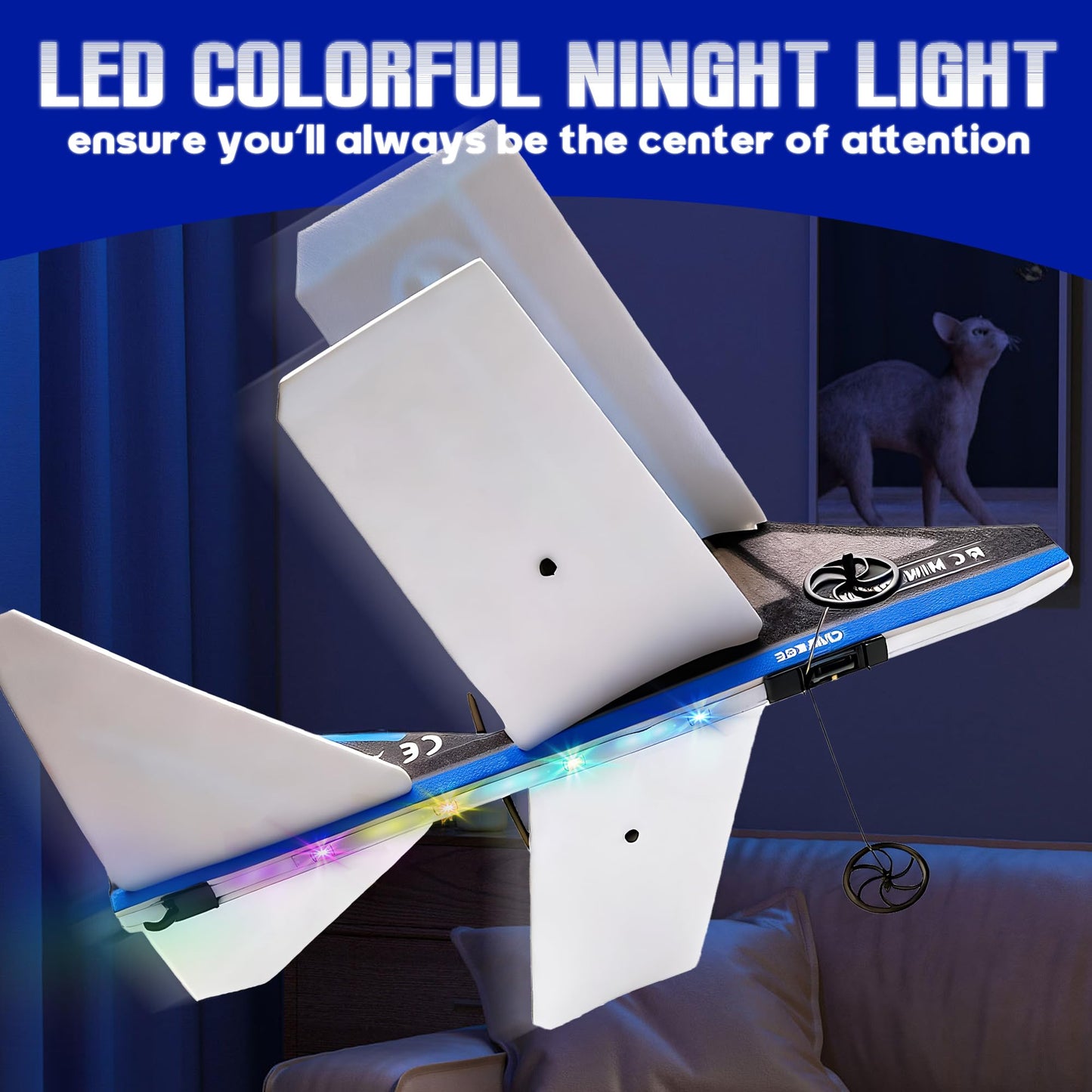 Rc Plane, Remote Control Airplane for Boys Kids 8-12 Adults Toy Flying Airplane Skyriders Rc Jet Easy to Fly Outdoor Glider for Kids & Beginners (Black)