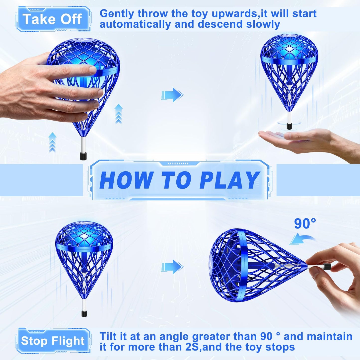 Titenmaoyi Flying Bouncing Toys - Flying Orb Ball Cool Toys for Kids Boys Girls 6-8 8-10 10-12 12-14 - Toss and Catch LED Shuttlecock - Sports Gifts for Boys Girls Teens