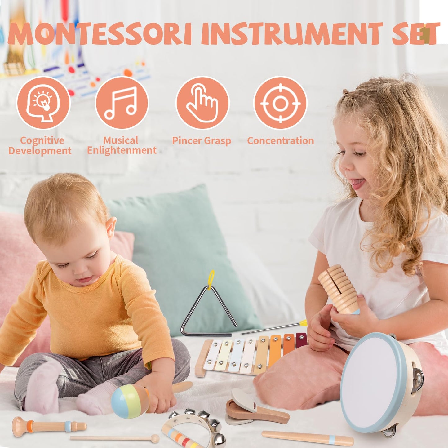 YHHYTOY Montessori Baby Toys Set for 9-18 Months, Infant Sensory Toys Color Learning and Musical Enlightenment