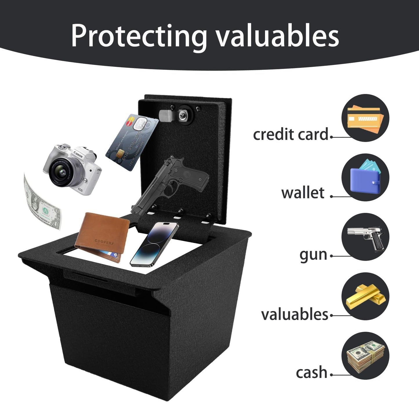 CZCHENSEN Center Console Gun Safe Vault - Console Armrest Lockbox Compatible with Subaru Crosstrek 2024-2026, Anti-Theft Security Console Box with 4-Digit Lock