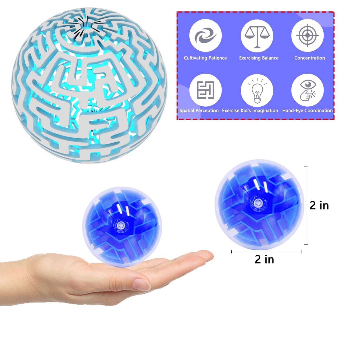 100PCS Brain Teaser Puzzle Ball Fidget Toys Bulk, Mini 3D Maze Balls Puzzles Games Party Favors for Kids 4-8 8-12,Classroom Prizes Stocking Stuffers for Boy Girl Gifts Easter Carnival Birthday Goodie