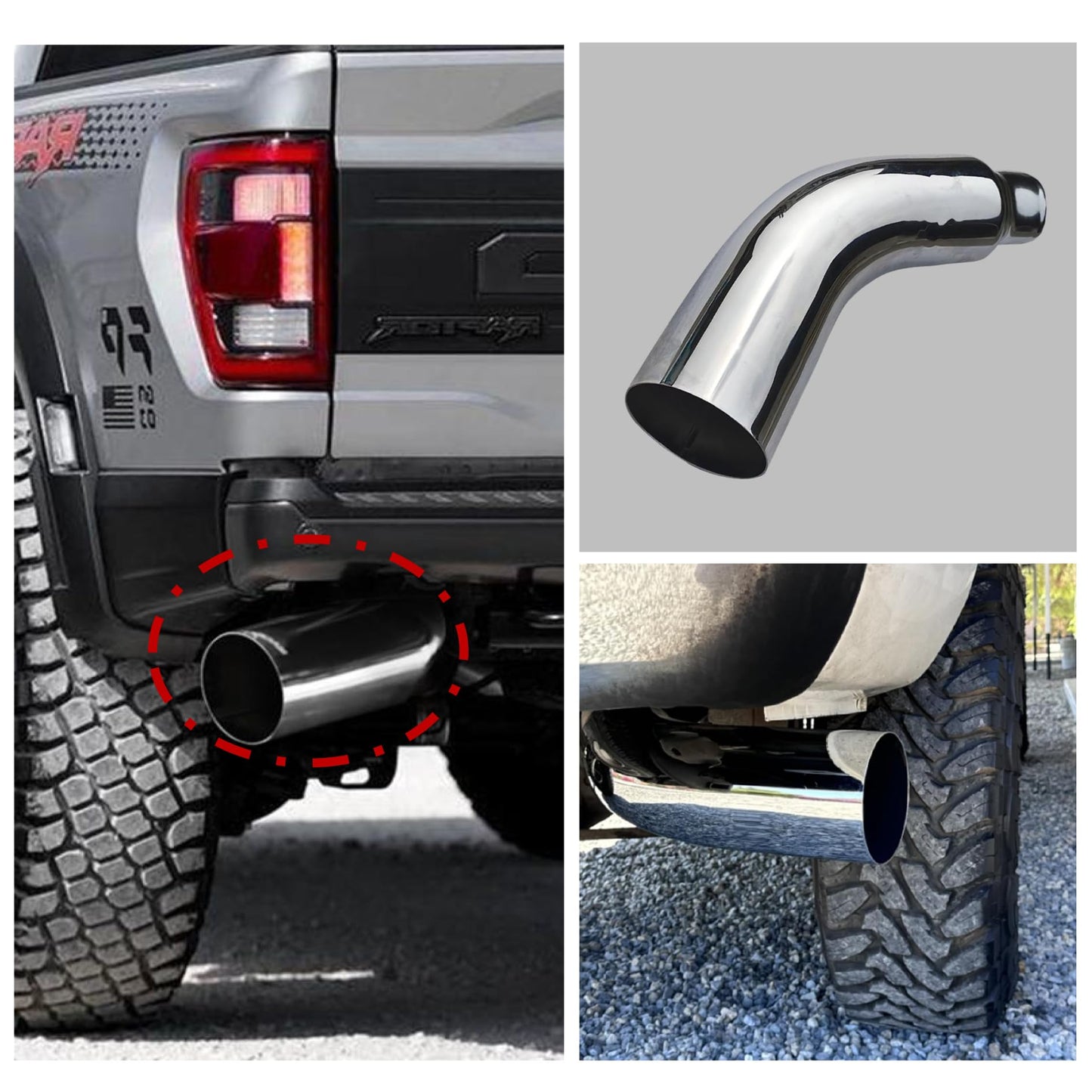 5 to 7 Inch Diesel Exhaust Tip Elbow with Clamp - Chrome Plated Or Black Coated Universal Exhaust Pipe Accessory for Trucks, Cars