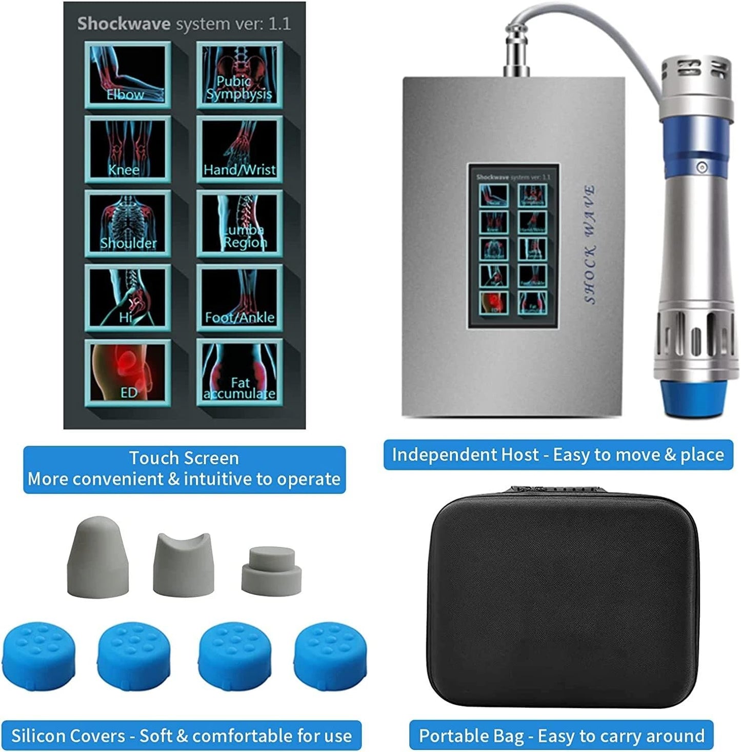 Extracorporeal Shockwave Therapy Machine for Deep Tissue Pain Relief Shock Wave Device with 7 Massage Heads for Plantar Fasciitis,Sports Injuries Non-Invasive Focused Shockwave Machine