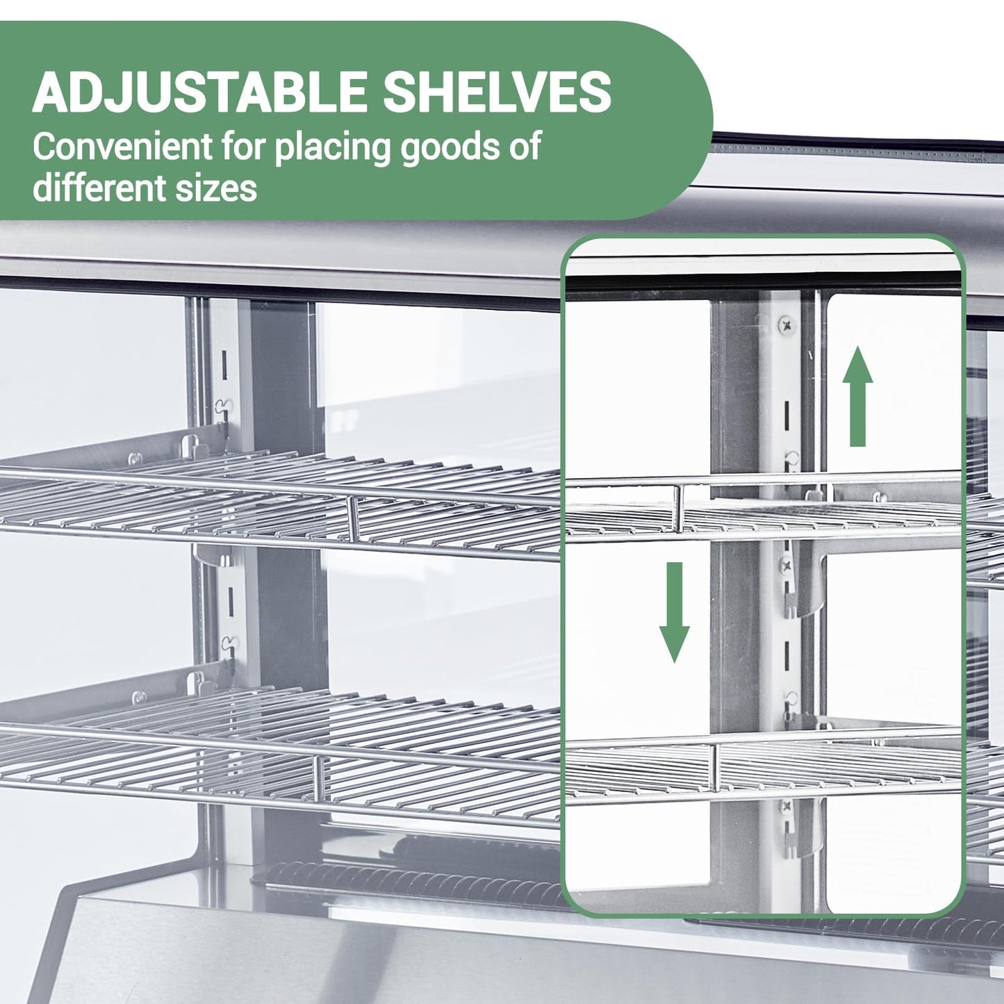 5.3 Cu.Ft Countertop Refrigerator Display Case,149L Commercial Display Refrigerator with Adjustable Shelves, Automatic Defrost, Stainless Steel Food Display Case for Cafe, Restaurant & Grocery Stores